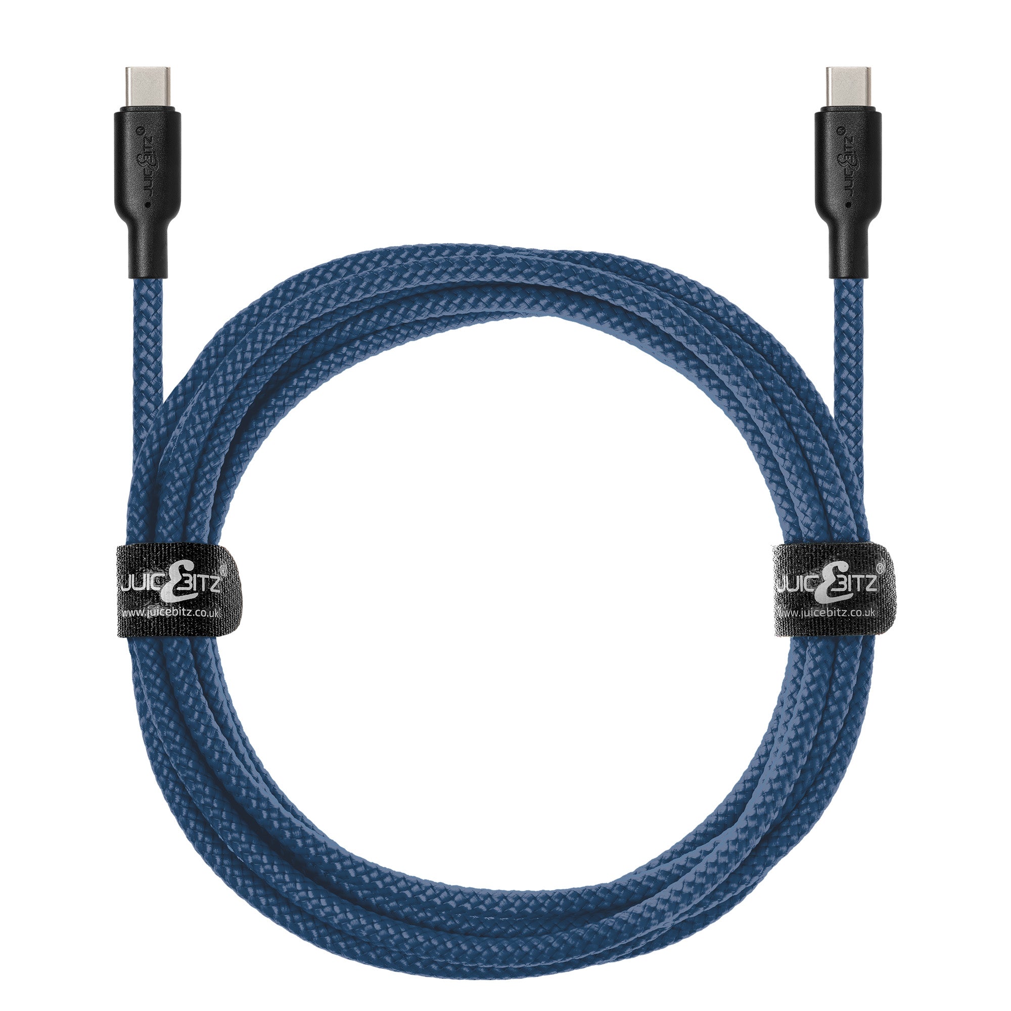 Braided USB-C to USB-C (USB2.0) 100W PD Fast Charger Data Cable - Navy