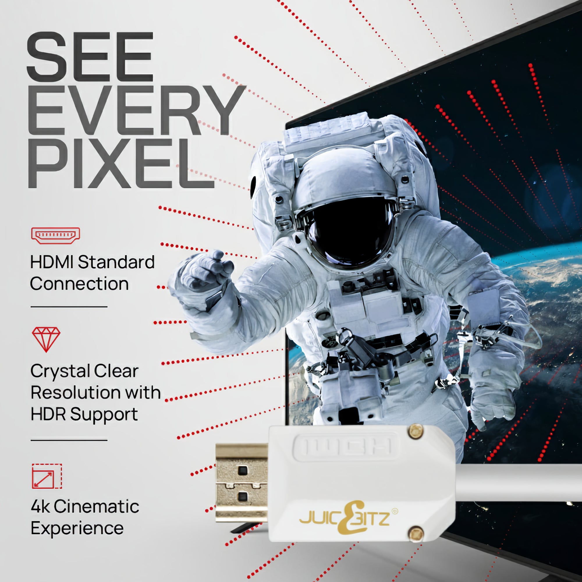 HDMI 2.0 4K Ultra HD 18Gbps High Speed HDMI Cable with Ethernet - White