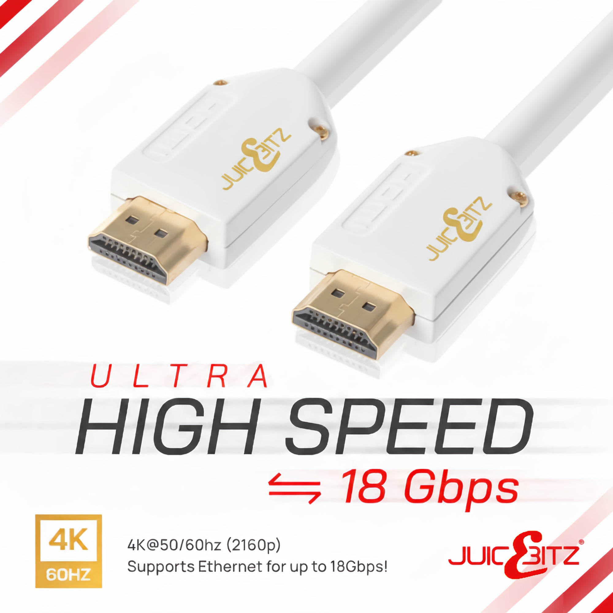 HDMI 2.0 4K Ultra HD 18Gbps High Speed HDMI Cable with Ethernet - White