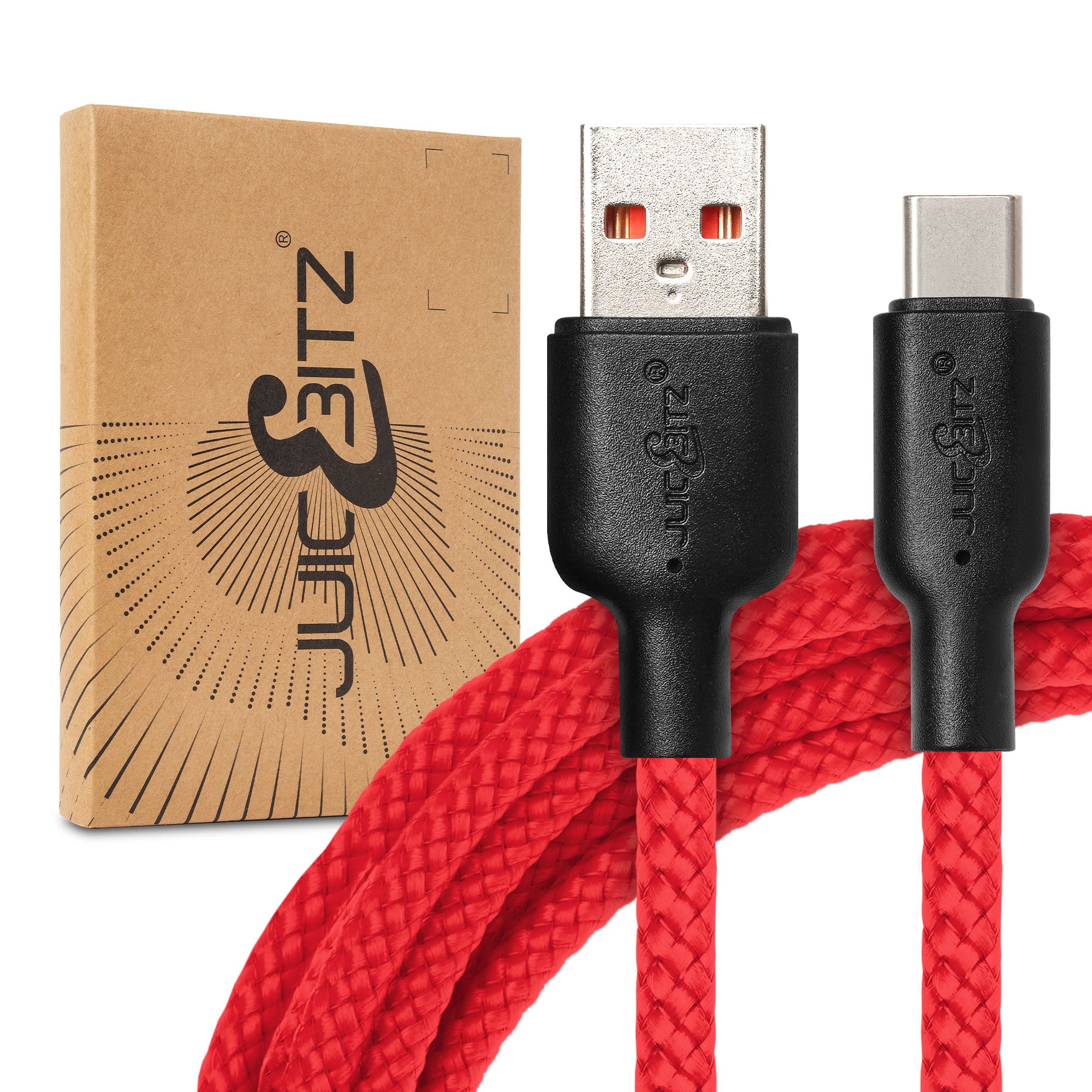 Braided USB-A to USB-C (USB2.0) 60W Fast Charger Data Cable - Red