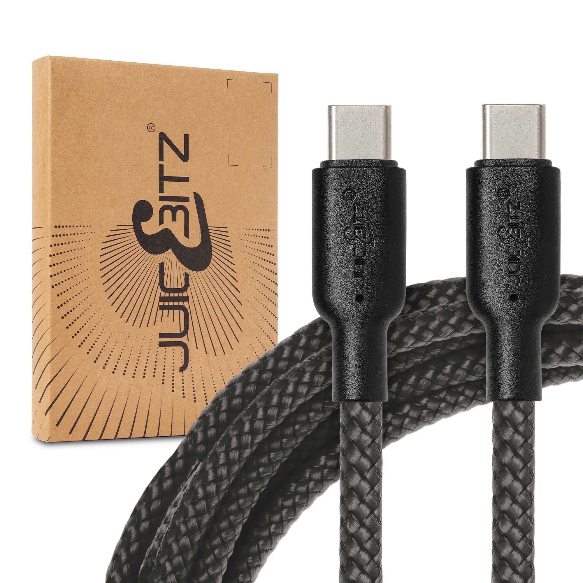 Braided USB-C to USB-C (USB2.0) 100W PD Fast Charger Data Cable - Grey