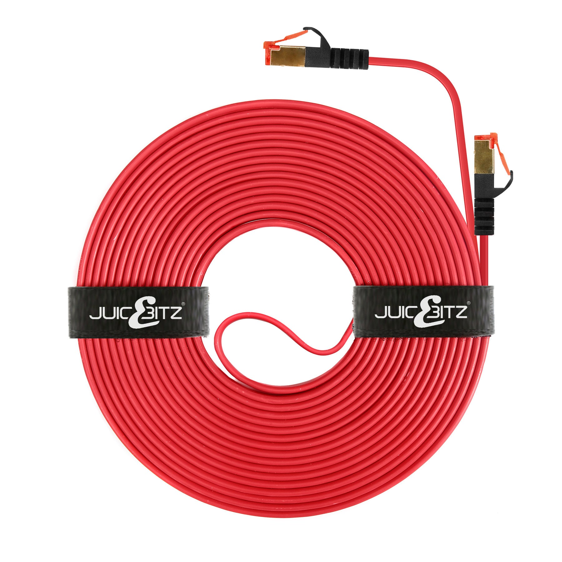 CAT7 Flat Shielded Gigabit Ethernet RJ45 LAN SFTP Patch Cable LSZH - Red