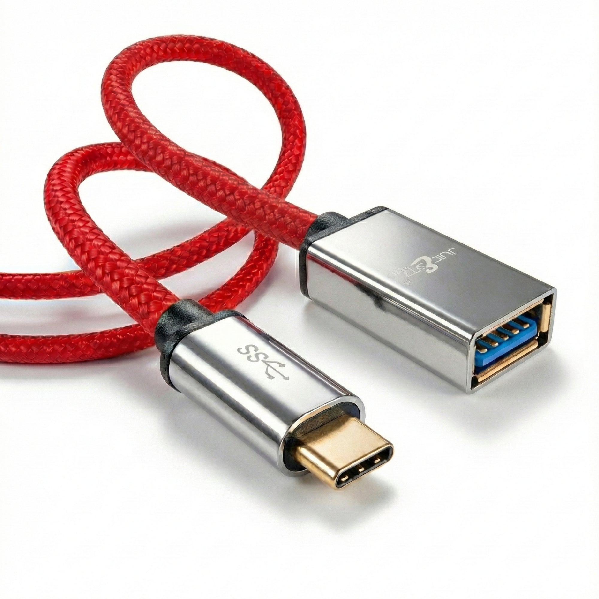 PRO Series Braided USB-C to USB 3.0 Female Extension Cable - Red