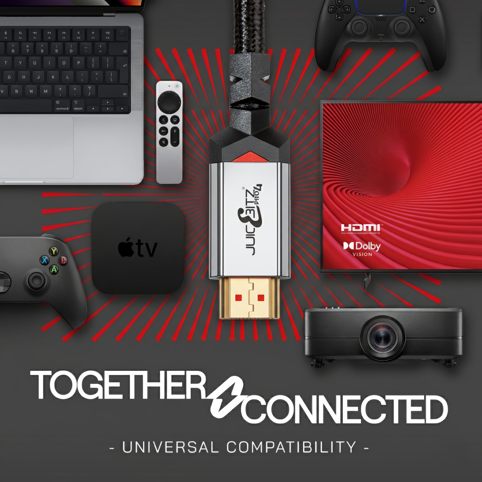 PRO Series 8k HDMI v2.1 Braided Cable UHD Ultra High Speed Lead 48Gbps 4320p 2160p 1080p HDR