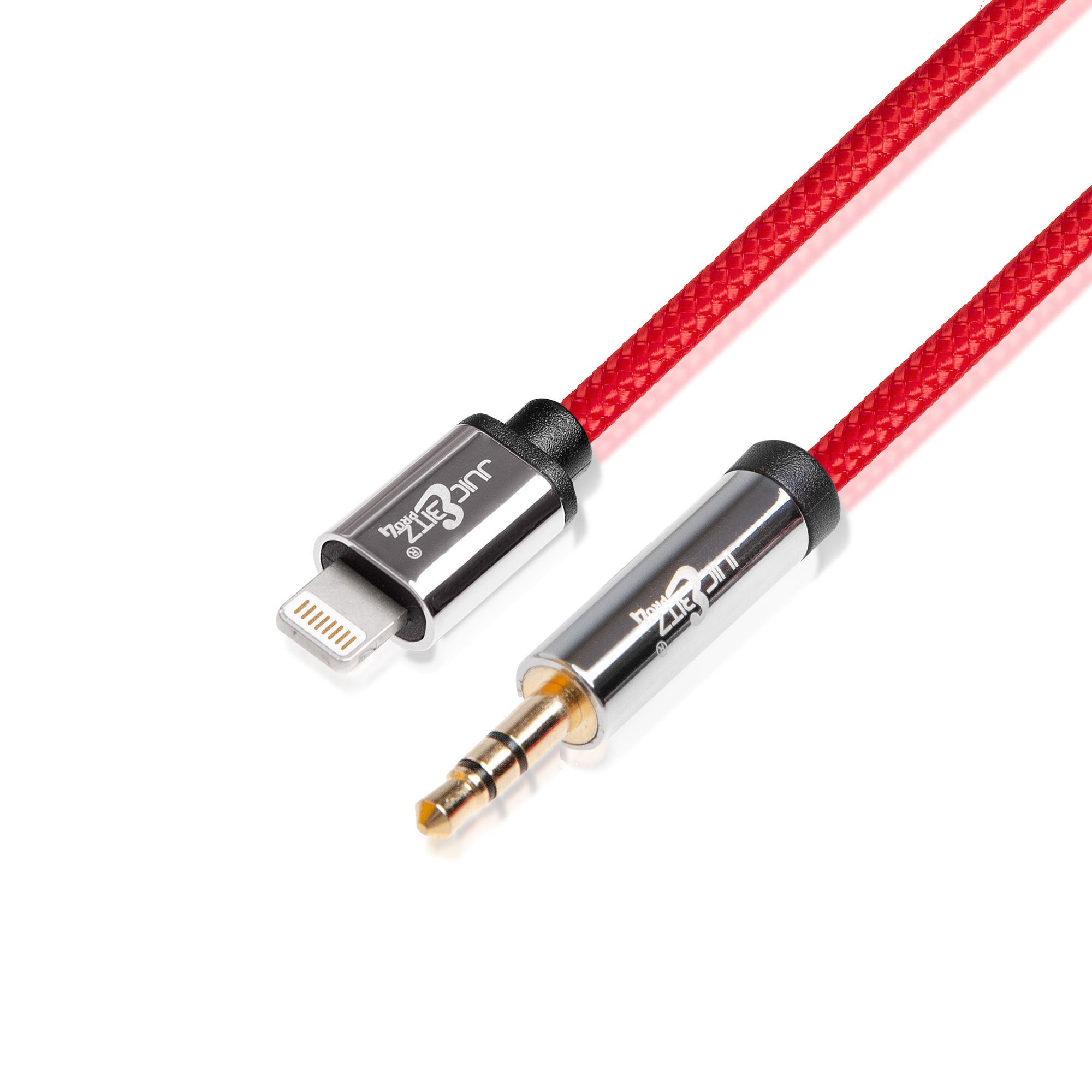 PRO Series 3.5mm Braided Coiled AUX to 8 Pin Stereo Jack Lead for iPhone, iPad, iPod