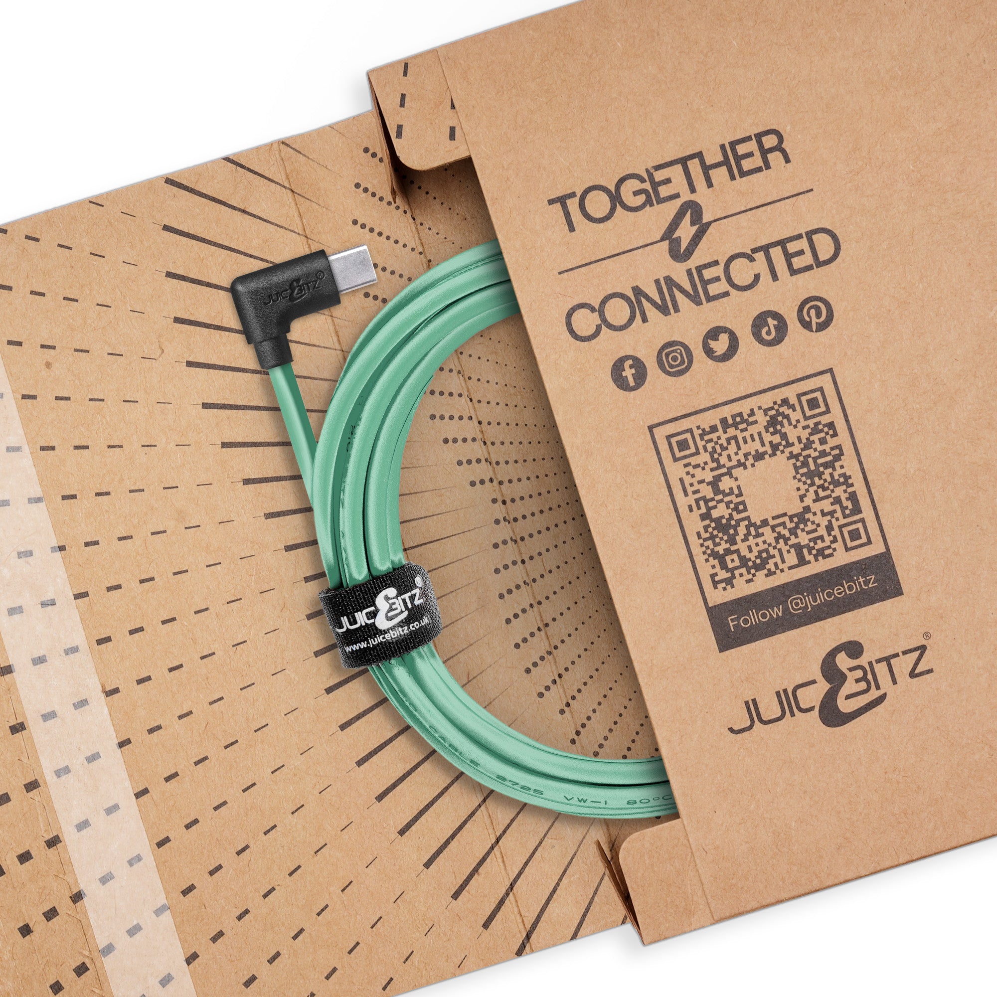USB 2.0 Male to Angled USB-C 3A Fast Charger Data Cable - Green