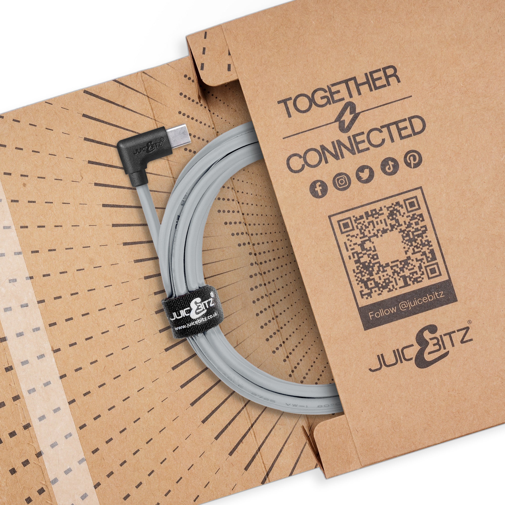 USB 2.0 Male to Angled USB-C 3A Fast Charger Data Cable - Grey