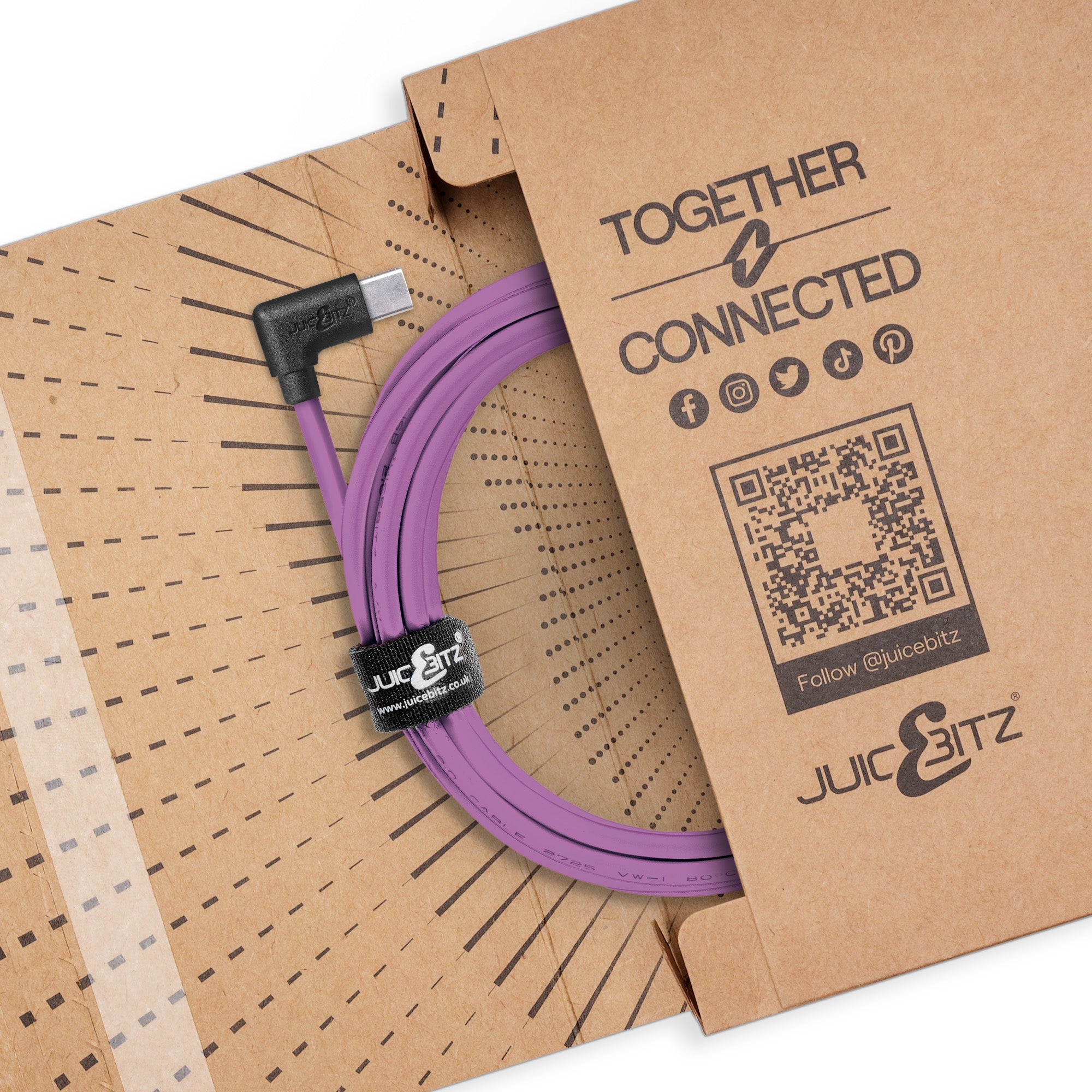 USB 2.0 Male to Angled USB-C 3A Fast Charger Data Cable - Purple