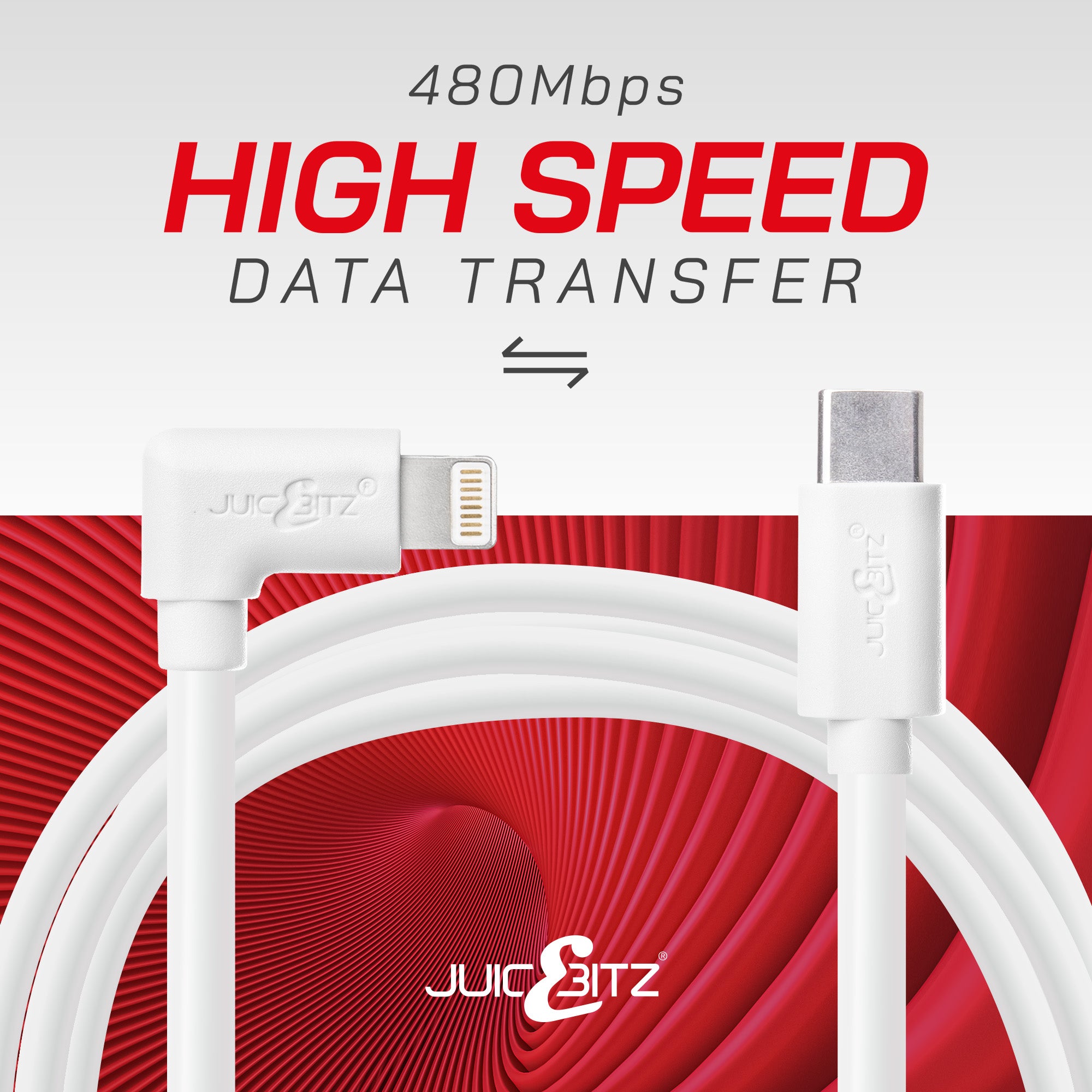 USB-C to 8 Pin Angled PD 20W Fast Charger Cable Sync Wire for iPhone 8 to 14, iPad Air/Pro - White