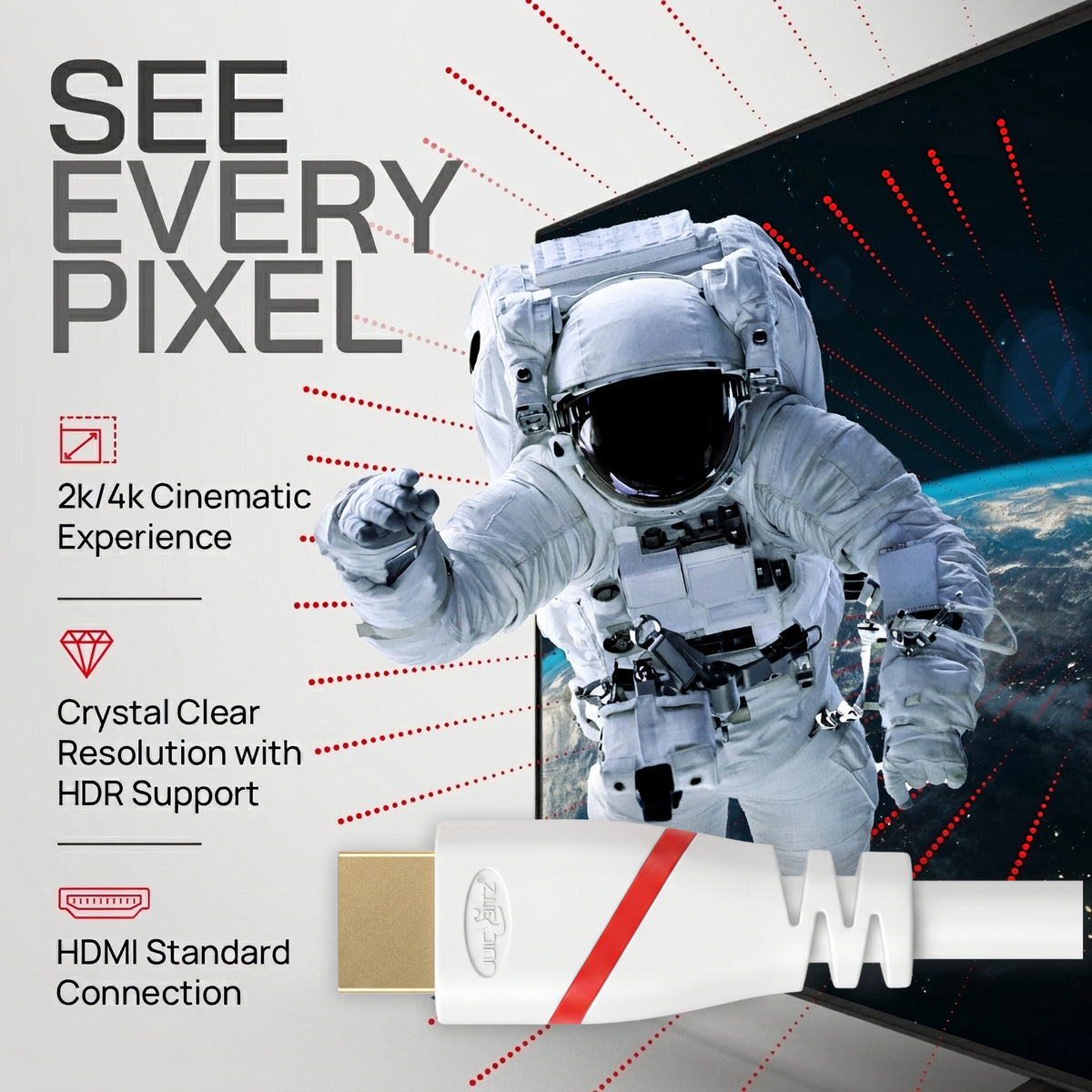 HDMI 1.4b 1080p 120hz Full HD Cable HDR Graphics Ethernet CEC ARC - White