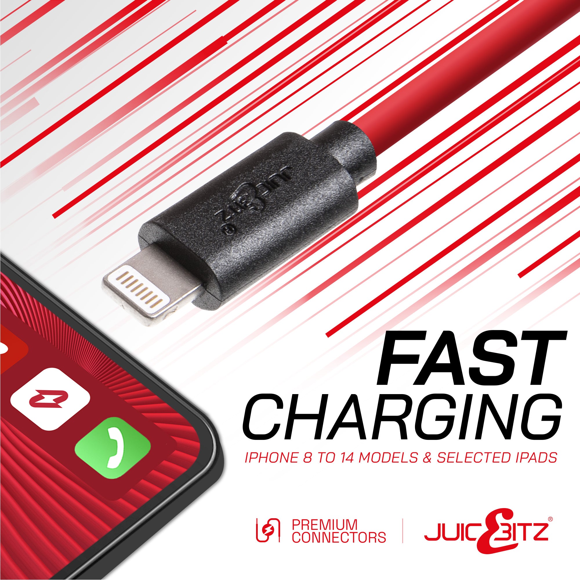 USB-C 3A Fast Charger Cable for iPhone 14 13 12 11 XR XS SE X 8 - Red