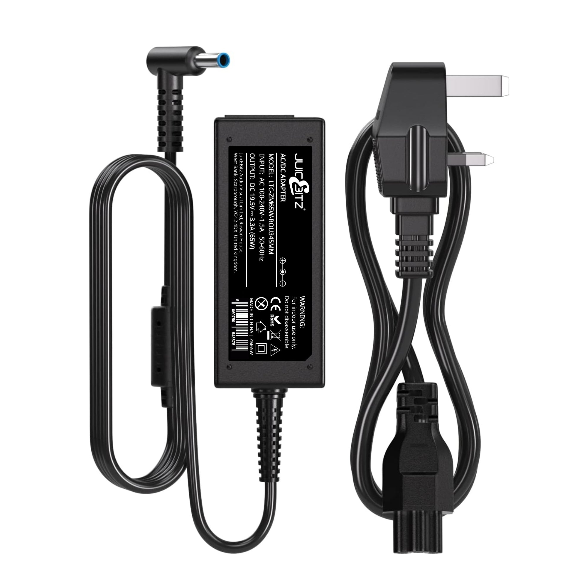 65W HP Laptop Charger - Round Tip 4.5mm x 3.0mm