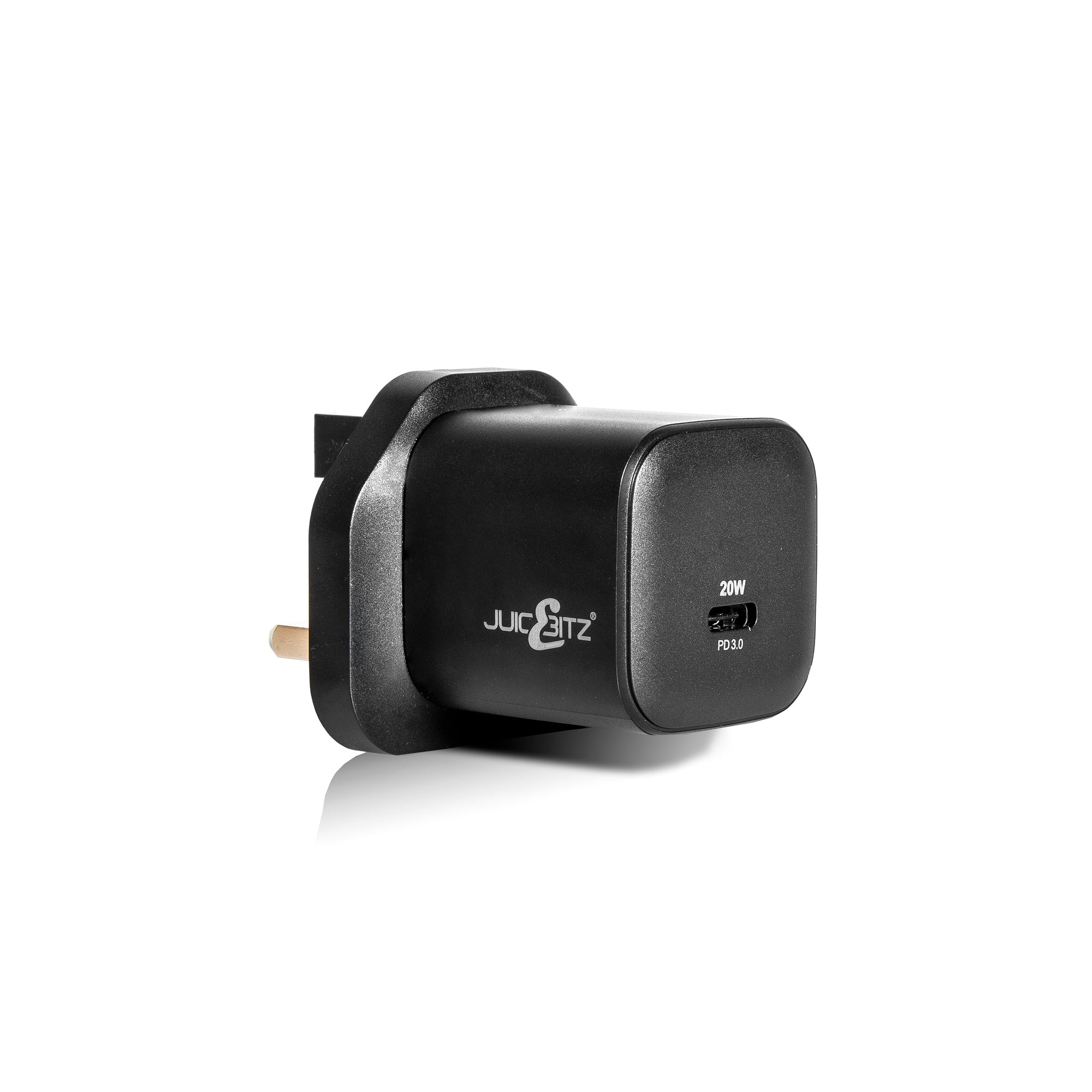 JuicEBrick™ PD3.0 20W Mini USB-C Fast Charger Mains Adapter UK Plug - Black