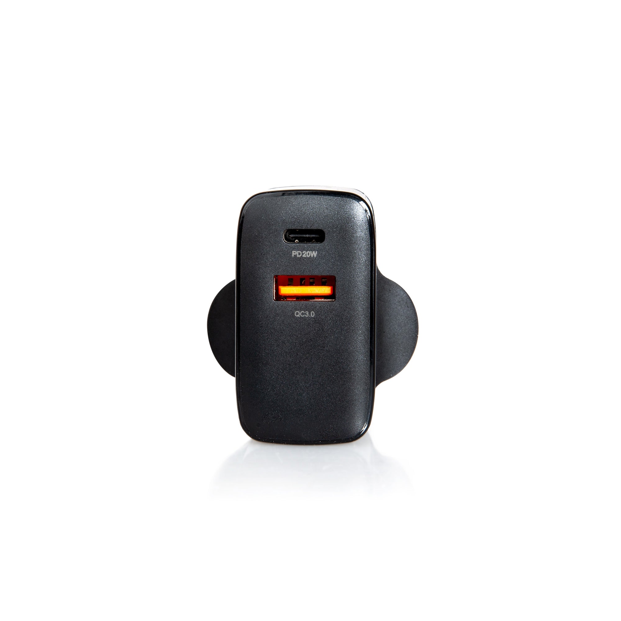 JuicEBrick™ 38W Dual Port QC3.0 USB + PD3.0 USB-C Fast Charger Mains Adapter UK Plug - Black