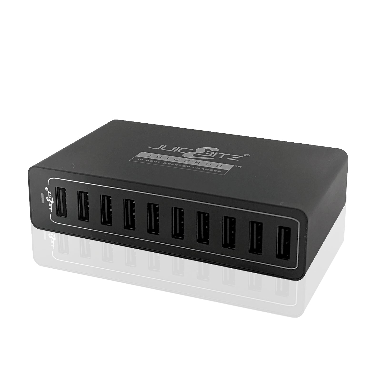 JuicEHub™ 60W 12A 5V Multi 10 Port USB Mini Desktop Charger - Black