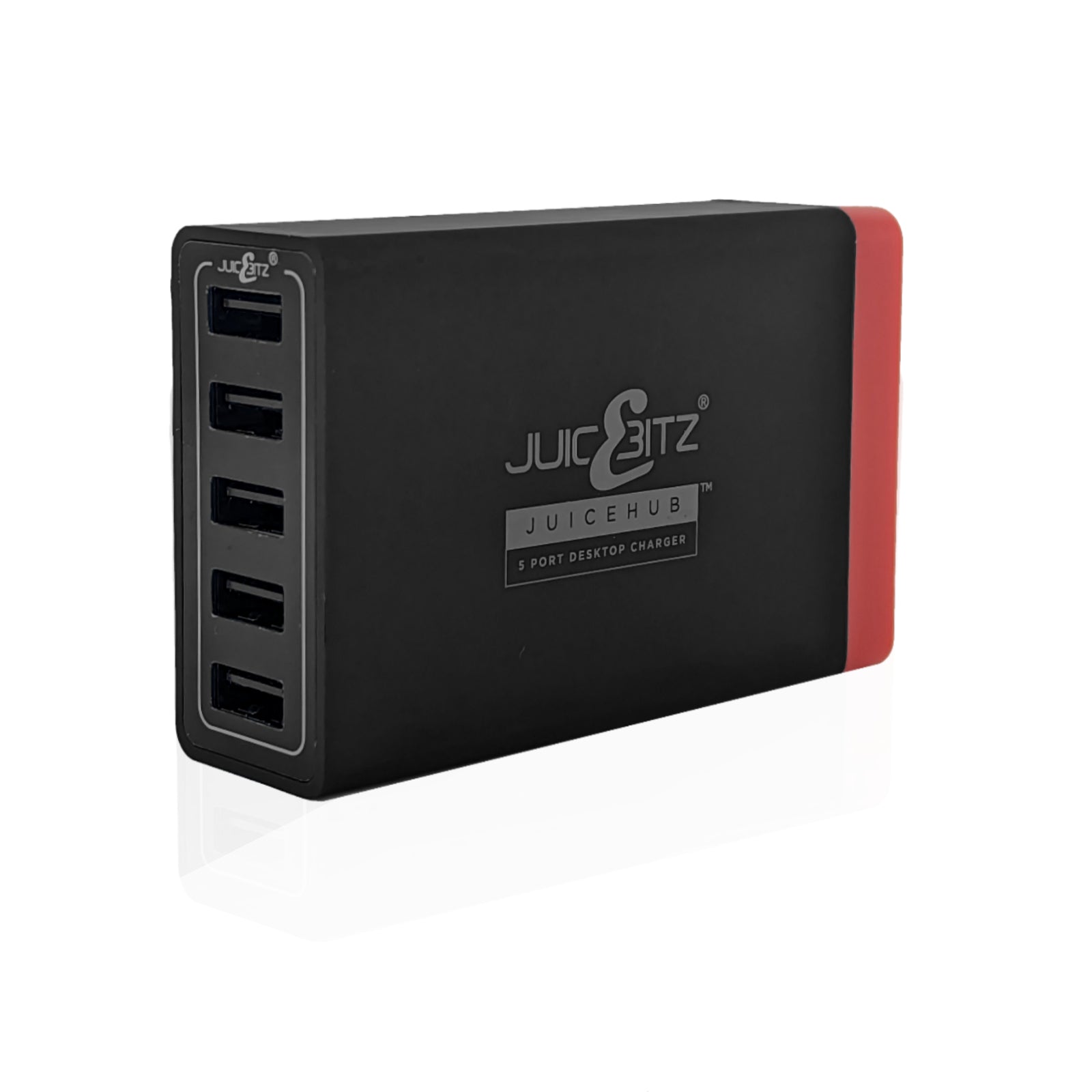 JuicEHub™ 40W 8A 5V Multi 5 Port USB Mini Desktop Charger - Black