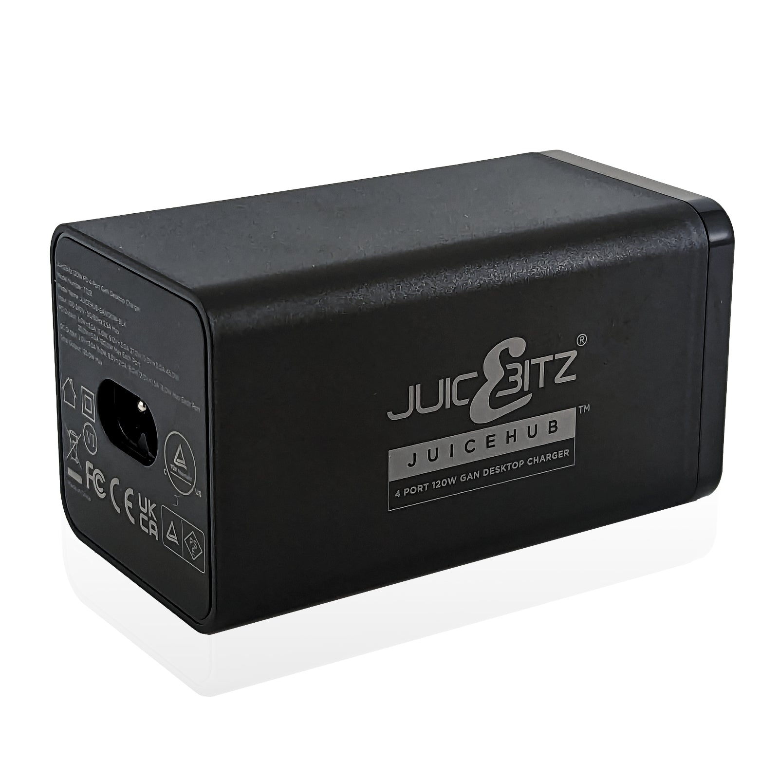 JuicEHub™ 120W GaN 4 Port Fast Desktop Mains Charger QC3.0 & PD3.0 USB-C - Black