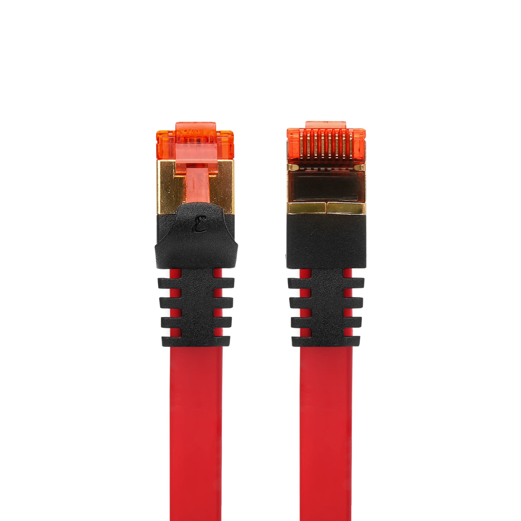 CAT7 Flat Shielded Gigabit Ethernet RJ45 LAN SFTP Patch Cable LSZH - Red