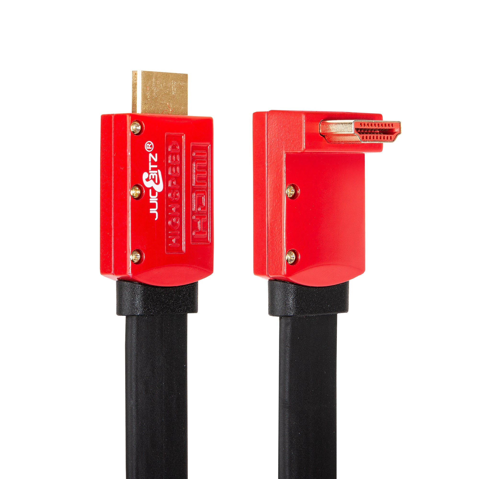 Flat HDMI v2.0 4k 60fps Ultra HD High Speed Cable HDR Graphics, Straight to Angled Connectors