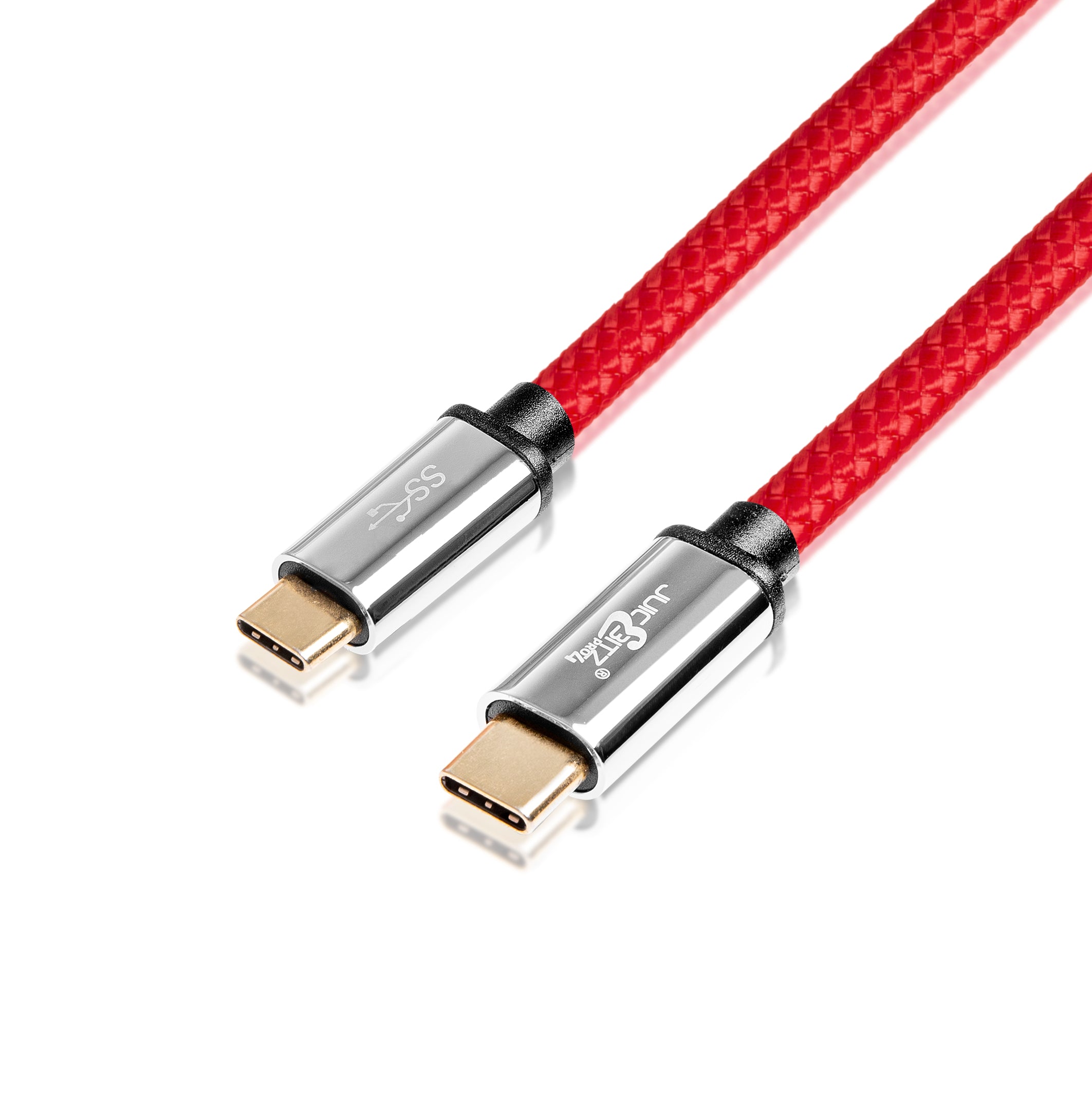 PRO Series Braided USB-C to USB-C 3A Fast Charger USB 3.0 Data Transfer Lead - Red