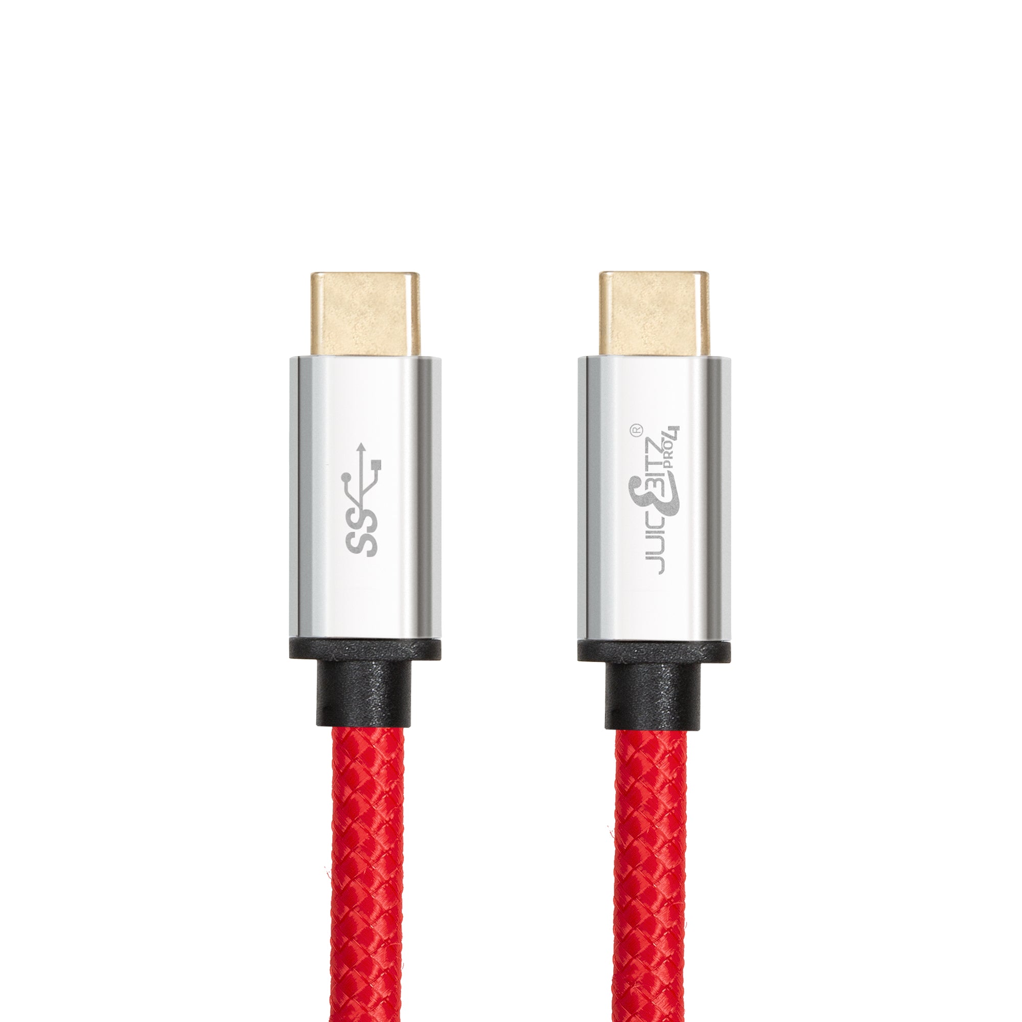 PRO Series Braided USB-C to USB-C 3A Fast Charger USB 3.0 Data Transfer Lead - Red