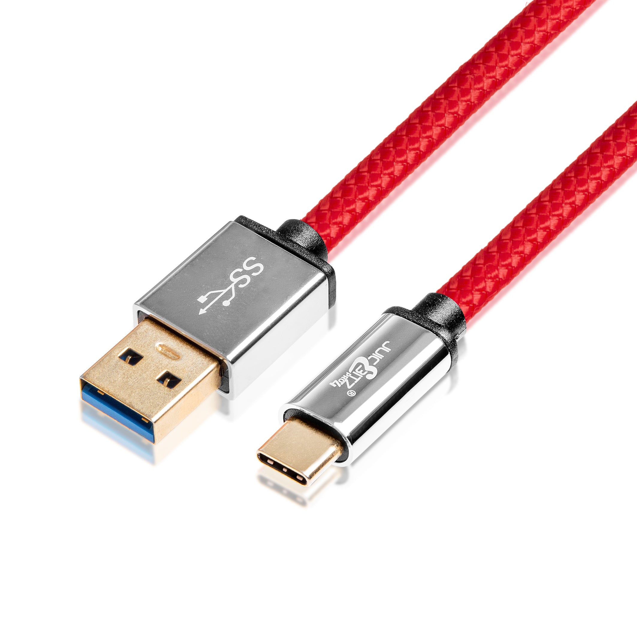 PRO Series Braided USB to USB-C 3A Fast Charger Cable USB 3.0 Data Transfer Lead - Red