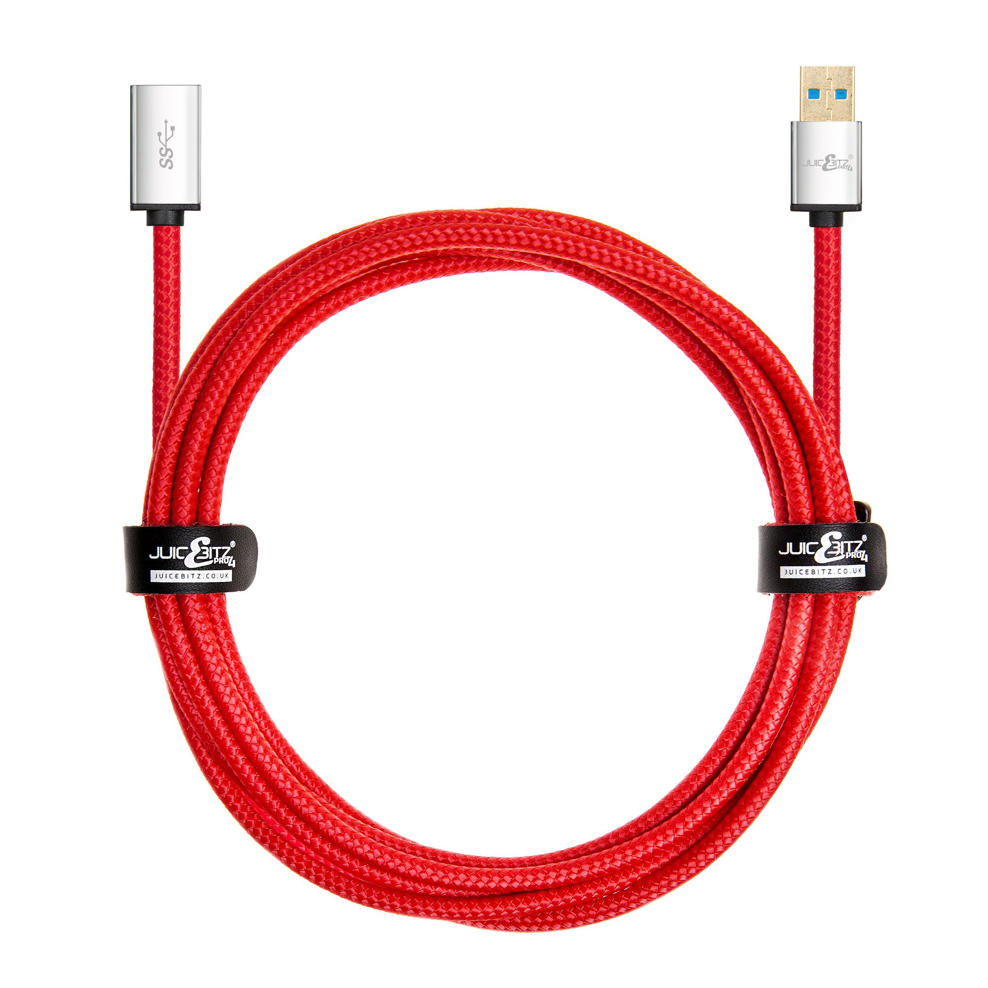 PRO Series Braided Superspeed Male to Female USB3.0 Extension Cable - Red