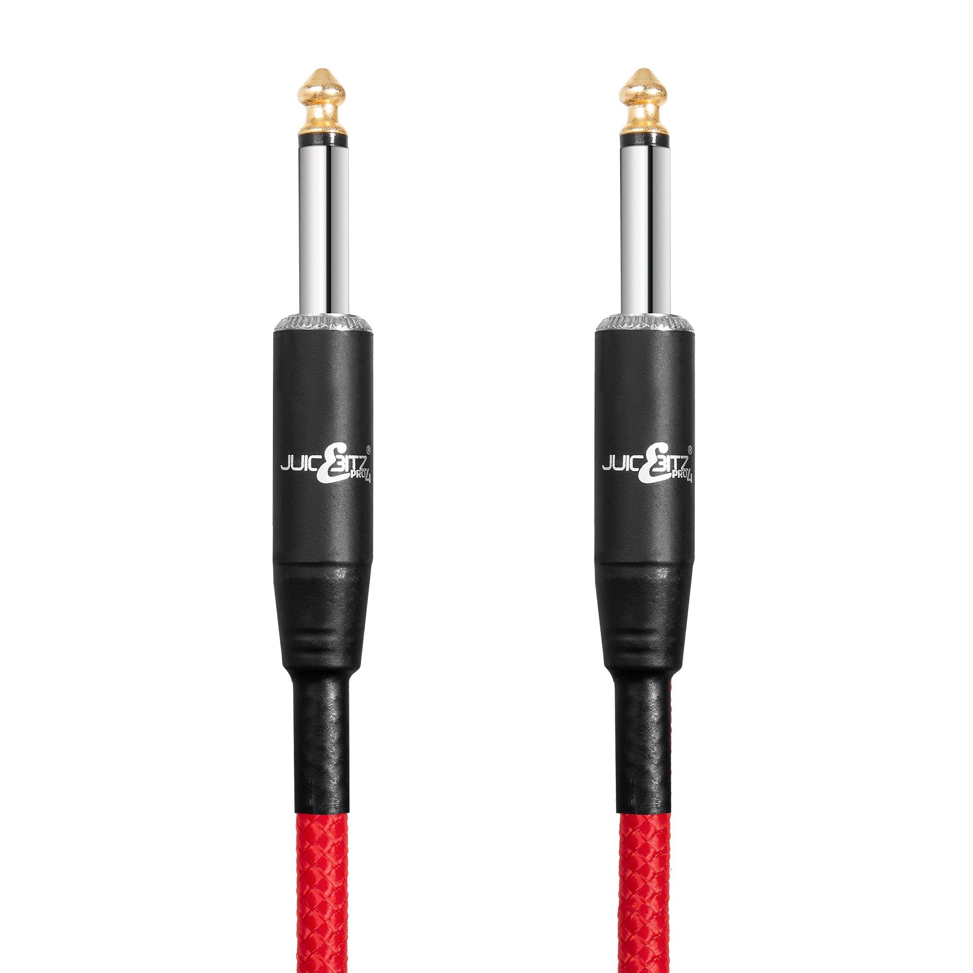 PRO Series Braided Guitar Cable 1/4" Straight Jack to Jack 6.35mm Lead - Red