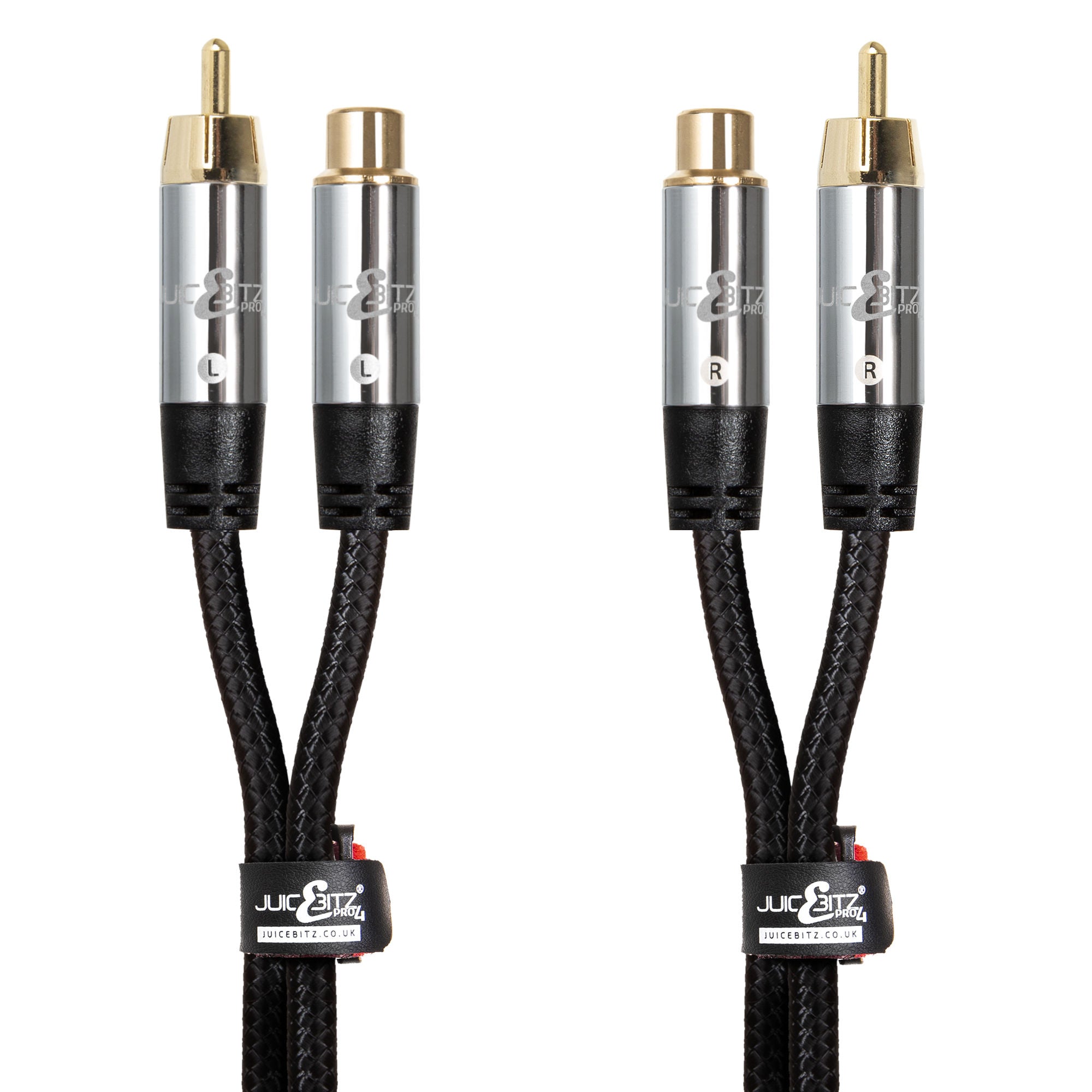 PRO Series Braided RCA Male to Female Phono Stereo Audio Component Cable - Pair