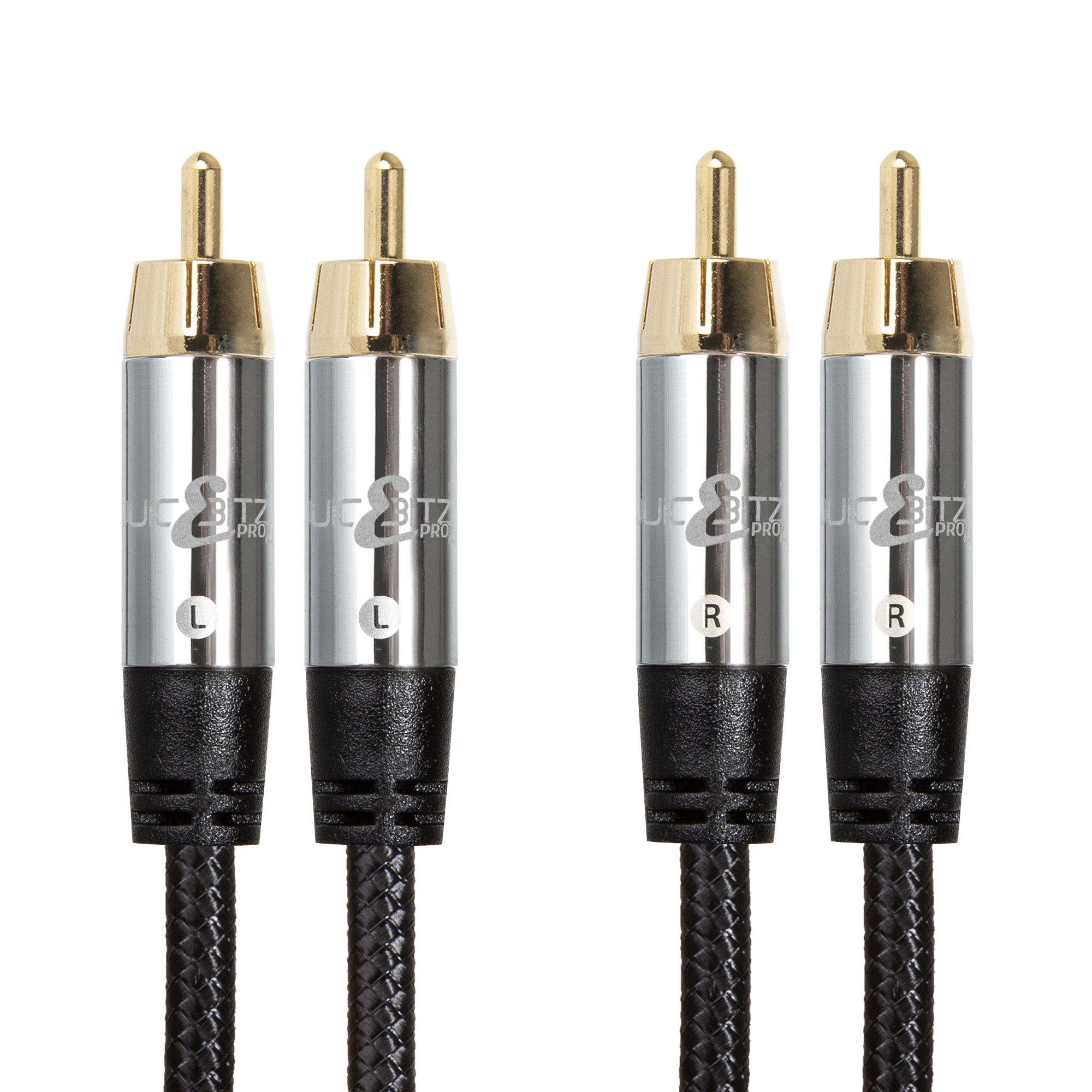PRO Series Braided RCA Male to Male Phono Stereo Audio Component Cable - Pair