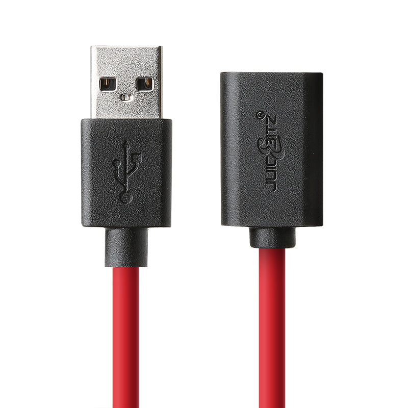 USB 2.0 Male to Female High Speed Extension Charging & Data Cable - Red