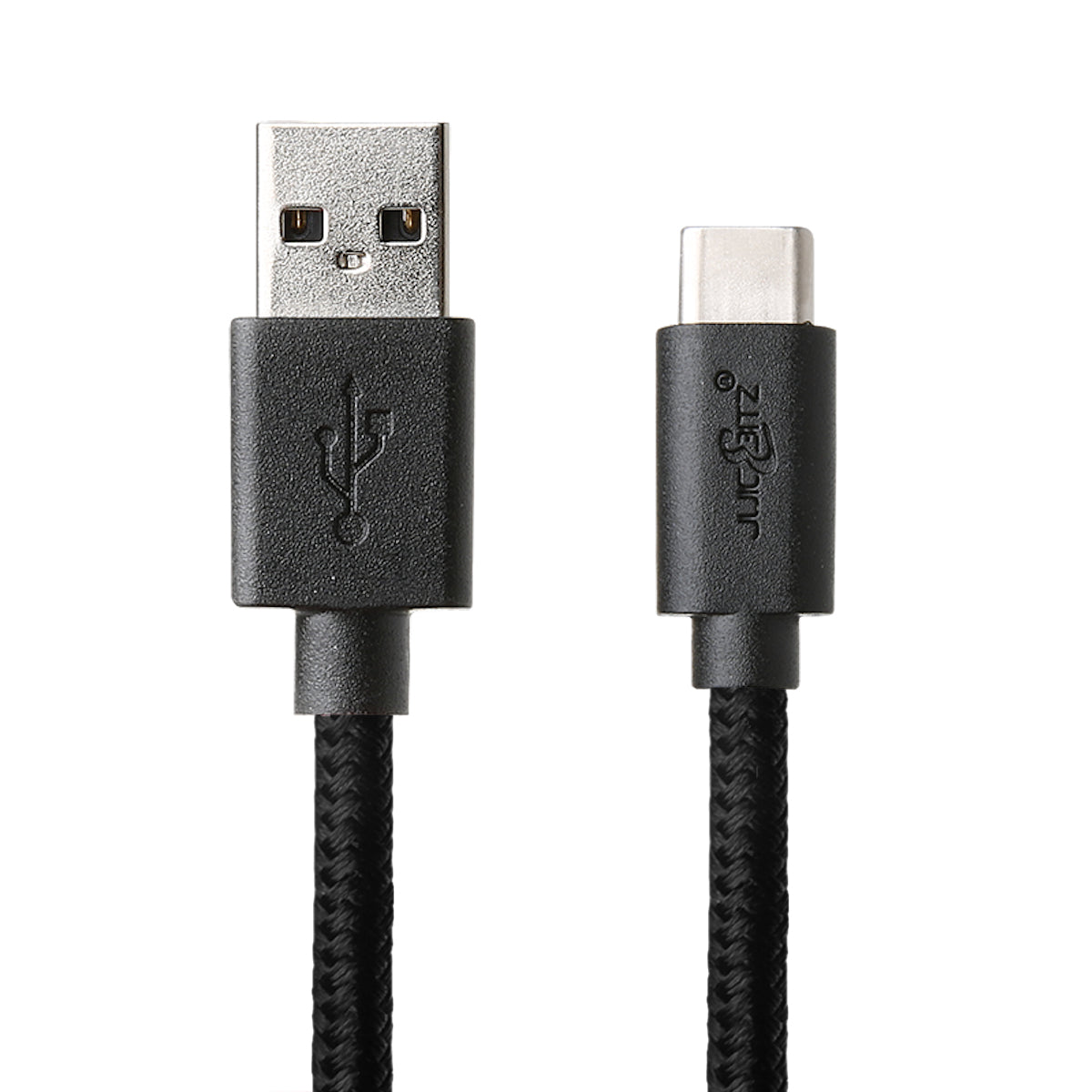 Braided USB 2.0 Male to USB-C 3A Fast Charger Data Cable - Black