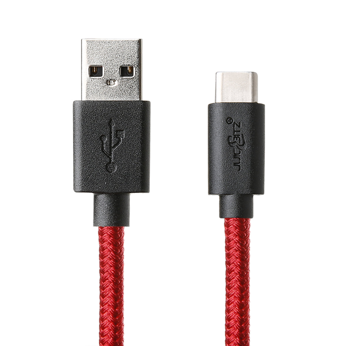 Braided USB 2.0 Male to USB-C 3A Fast Charger Data Cable - Red