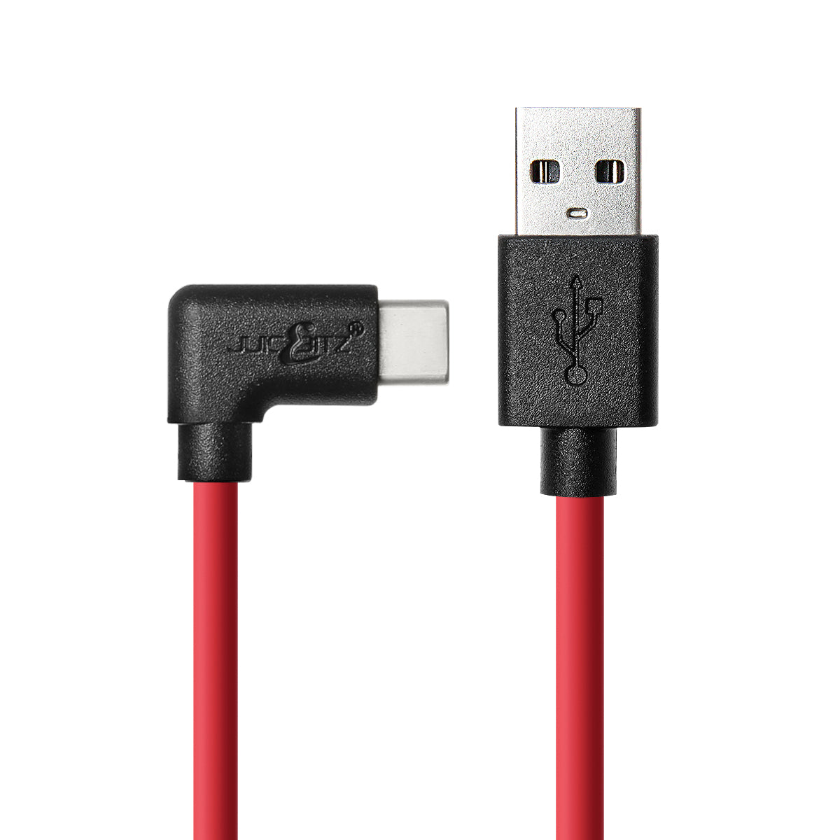 USB 2.0 Male to Angled USB-C 3A Fast Charger Data Cable - Red