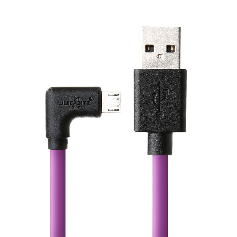 USB 2.0 Male to Angled Micro-USB Fast Charger Data Cable - Purple
