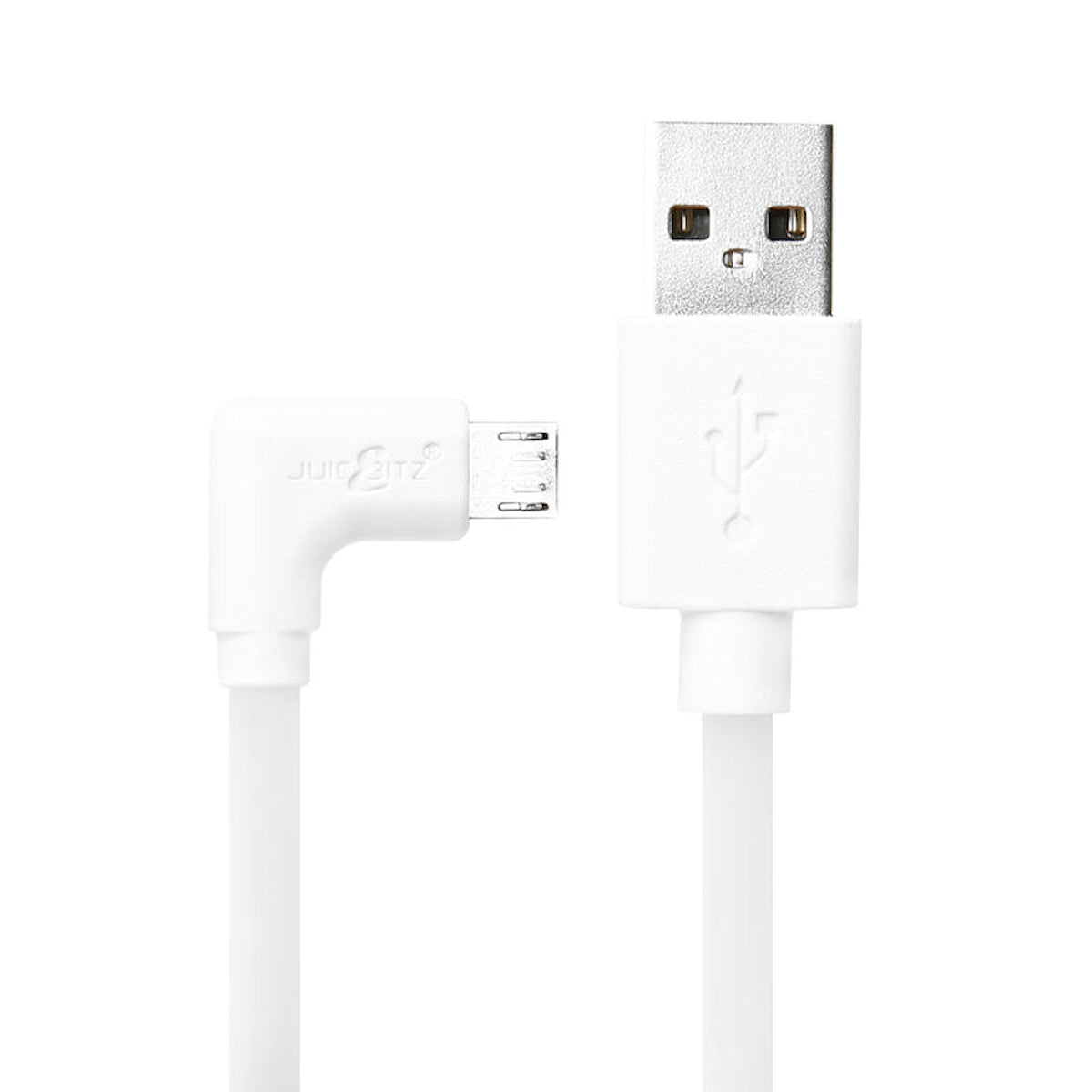 USB 2.0 Male to Angled Micro-USB Fast Charger Data Cable - White