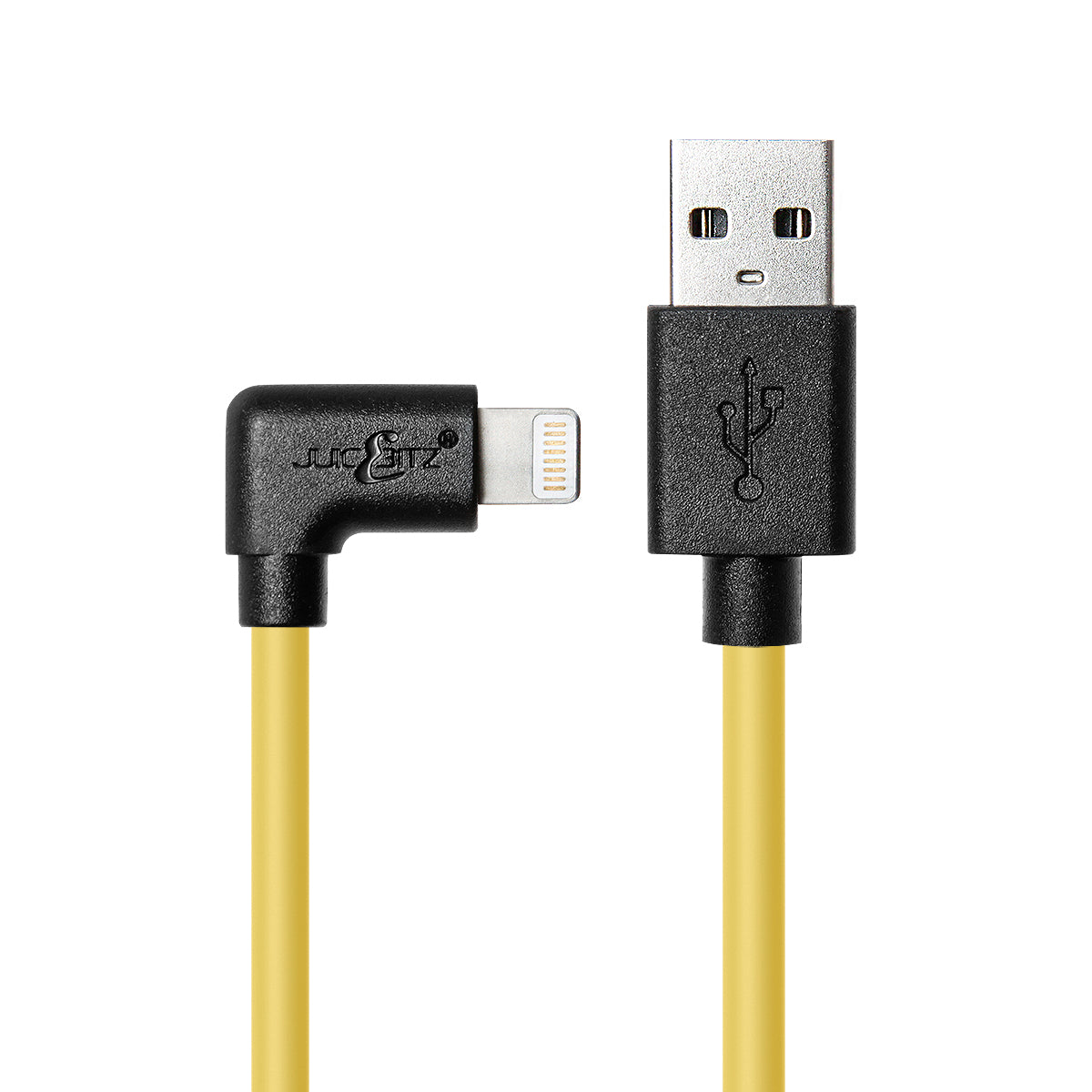 Heavy Duty Angled USB Charger Cable Data Sync Lead for iPhone, iPad, iPod - Yellow