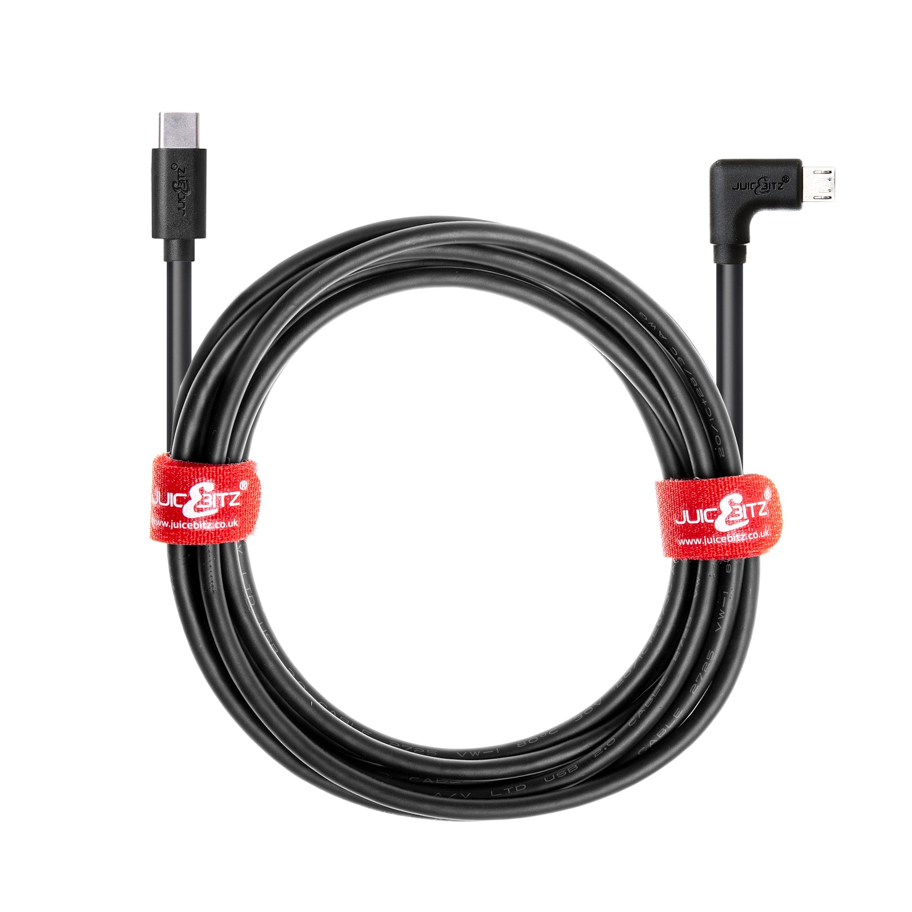 USB-C to Micro-USB 2.0 Angled Fast Charger Data Cable - Black