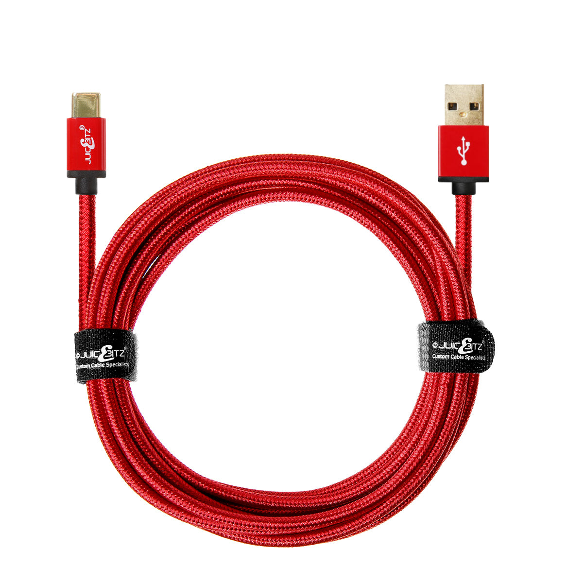 Premium Braided USB 2.0 Male to USB-C 3A Fast Charger Data Cable - Red