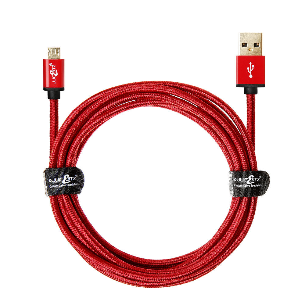 Premium Braided USB 2.0 to Micro-USB Fast Charger Cable Data Transfer Lead - Red