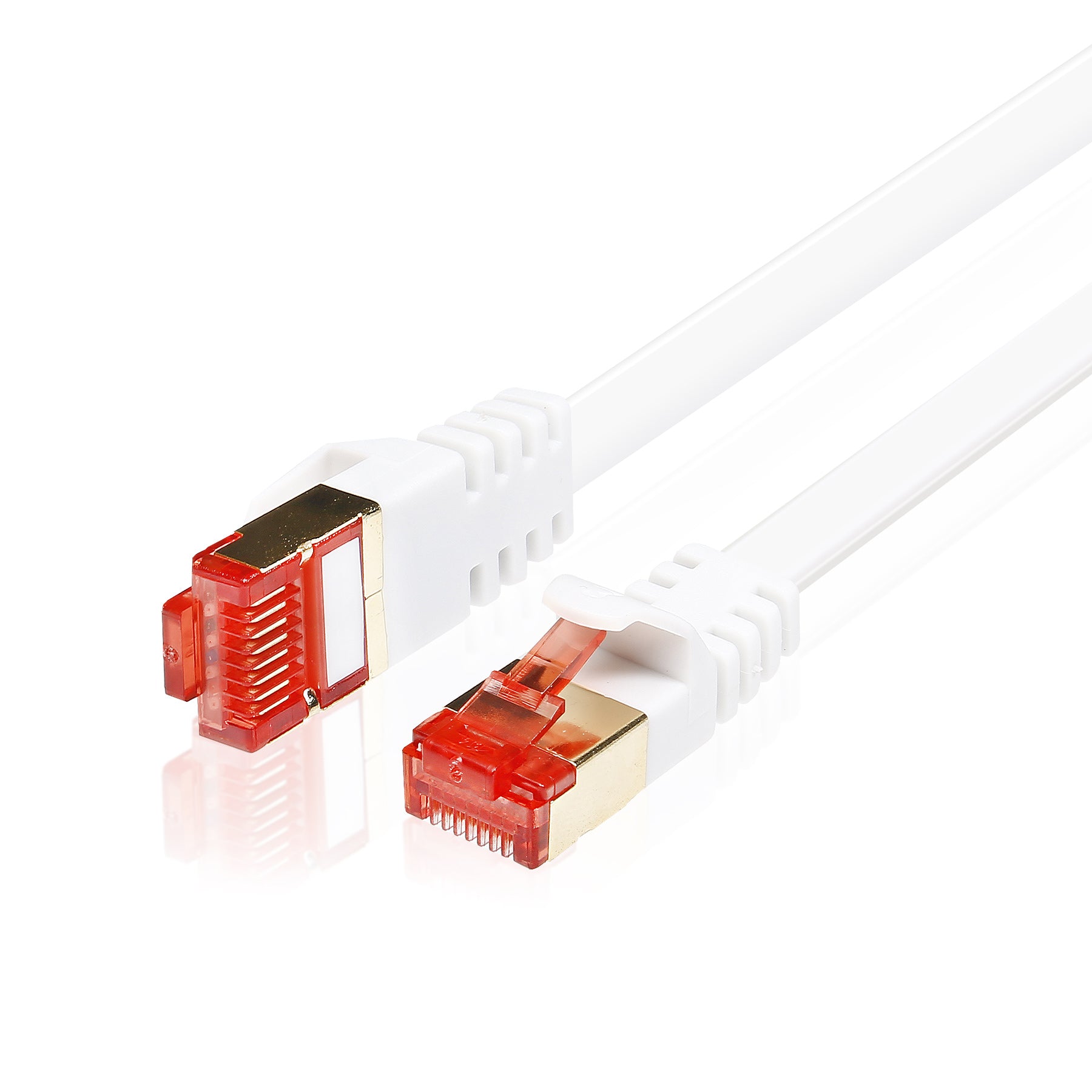 CAT7 Flat Shielded Gigabit Ethernet RJ45 LAN SFTP Patch Cable LSZH - White