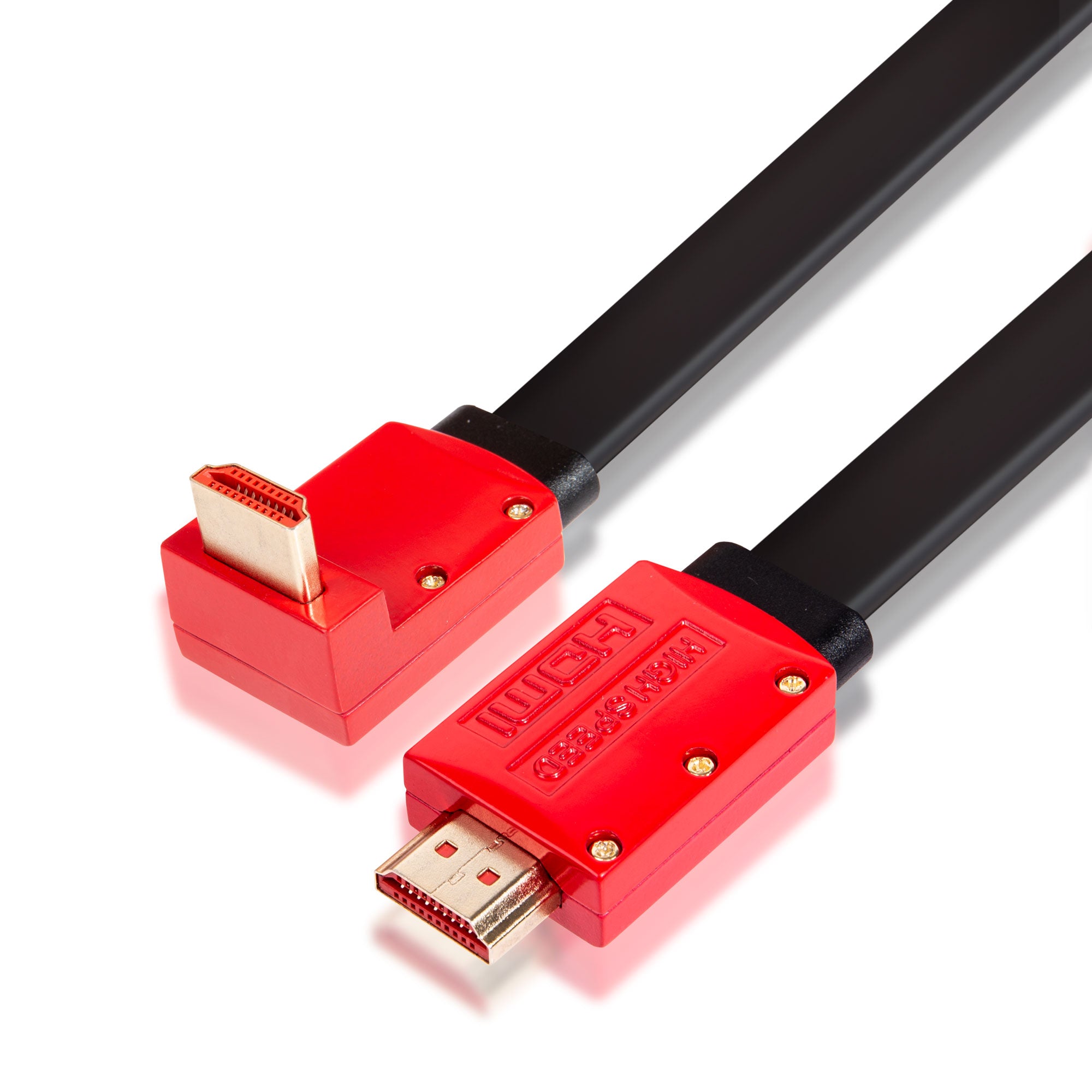 Flat HDMI v2.0 4k 60fps Ultra HD High Speed Cable HDR Graphics, Straight to Angled Connectors