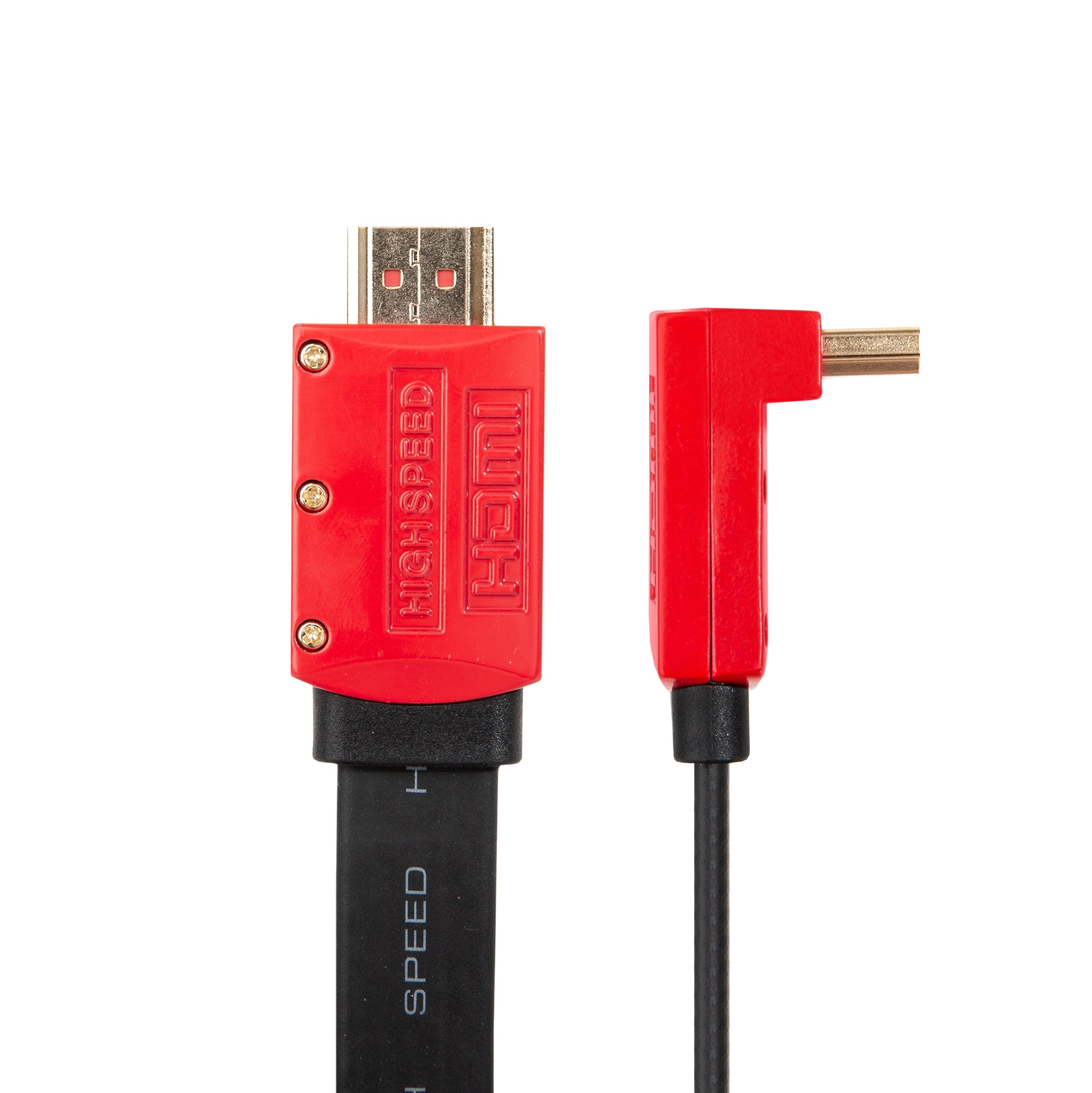 Flat HDMI v2.0 4k 60fps Ultra HD High Speed Cable HDR Graphics, Straight to Angled Connectors