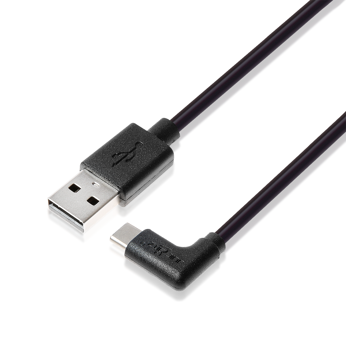 USB 2.0 Male to Angled USB-C 3A Fast Charger Data Cable - Black