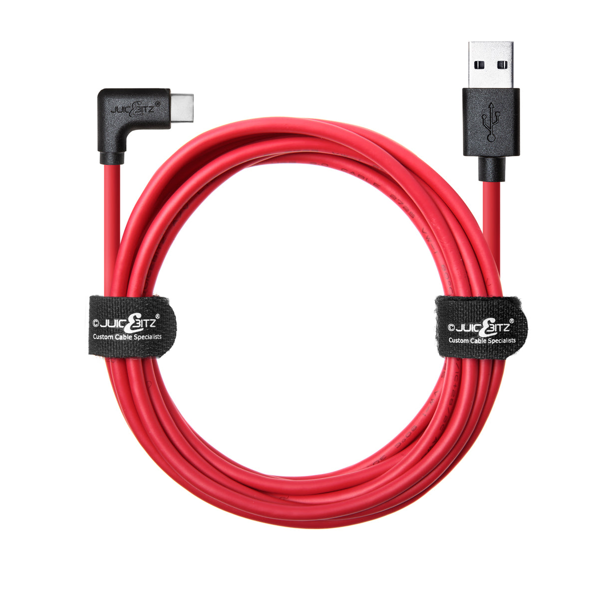 USB 2.0 Male to Angled USB-C 3A Fast Charger Data Cable - Red