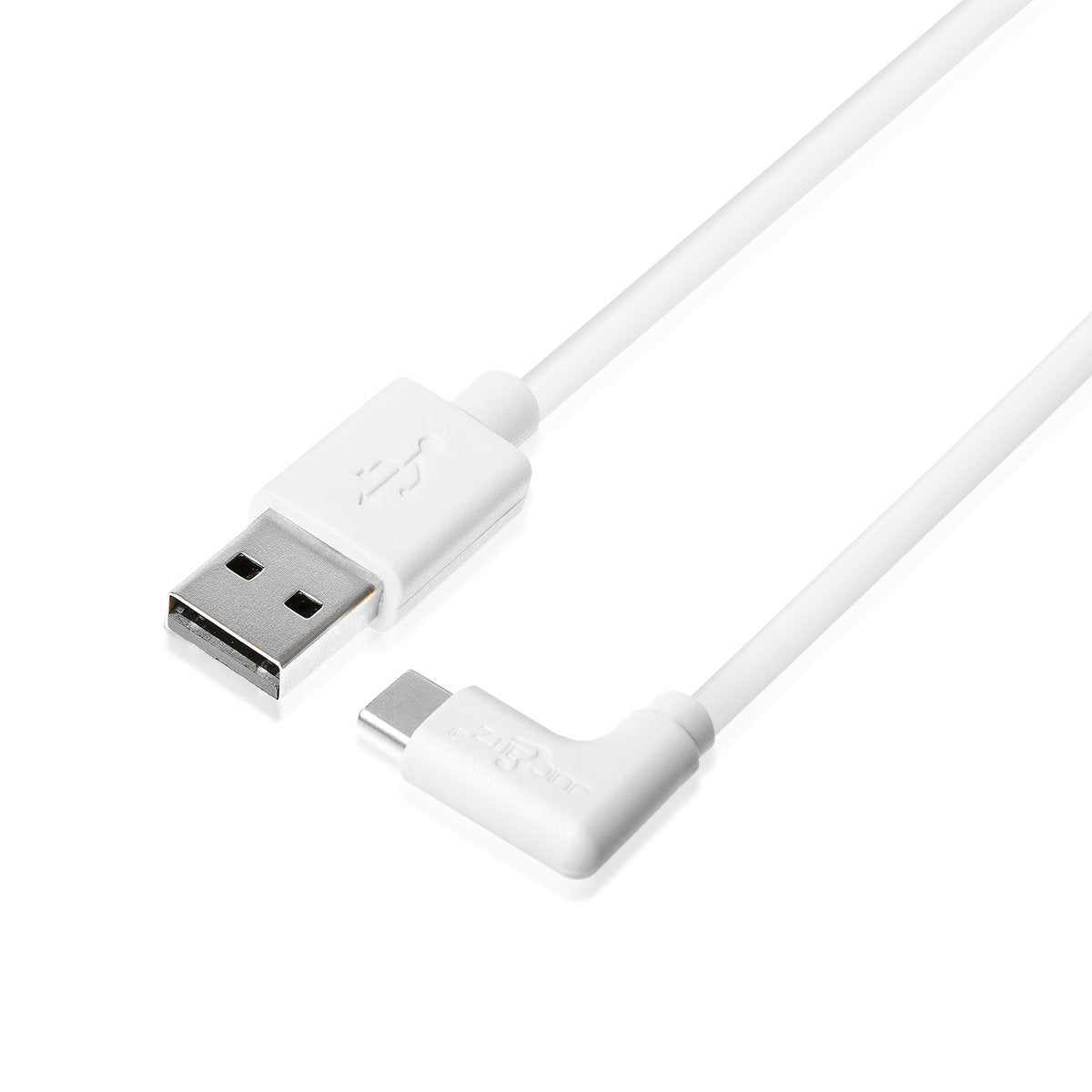 USB 2.0 Male to Angled USB-C 3A Fast Charger Data Cable - White