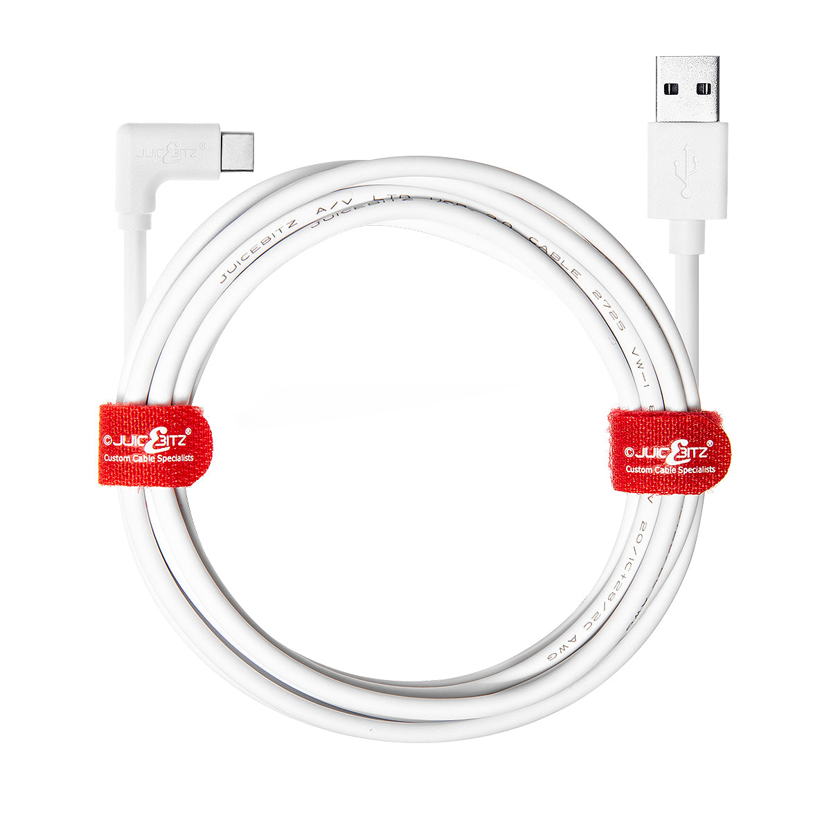 USB 2.0 Male to Angled USB-C 3A Fast Charger Data Cable - White