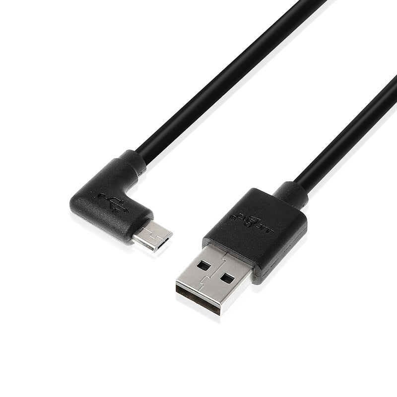 USB 2.0 Male to Angled Micro-USB Fast Charger Data Cable - Black