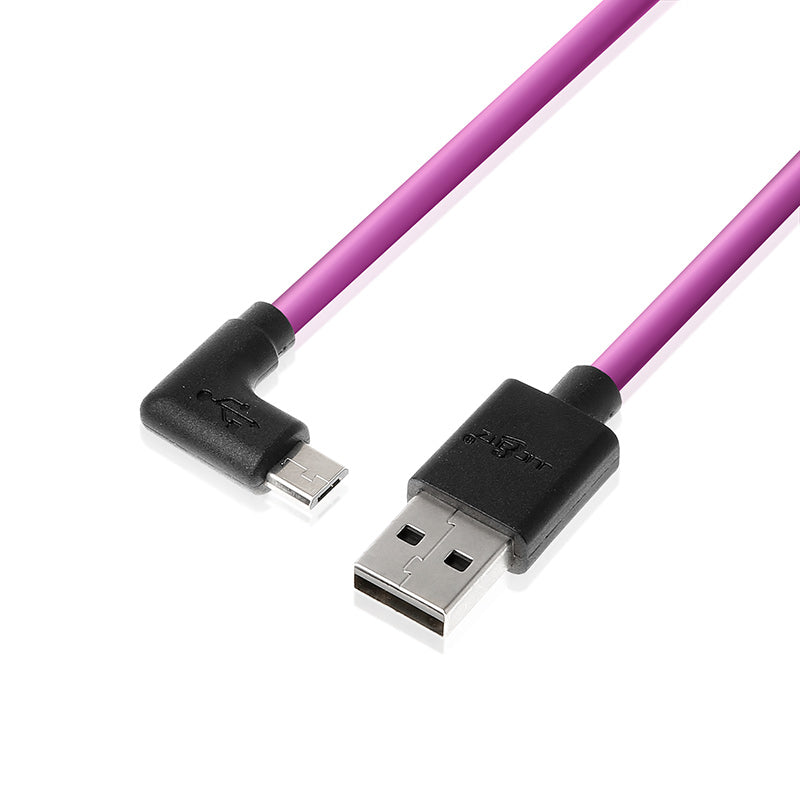 USB 2.0 Male to Angled Micro-USB Fast Charger Data Cable - Purple