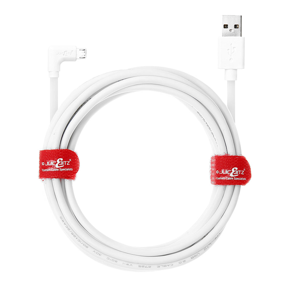 USB 2.0 Male to Angled Micro-USB Fast Charger Data Cable - White